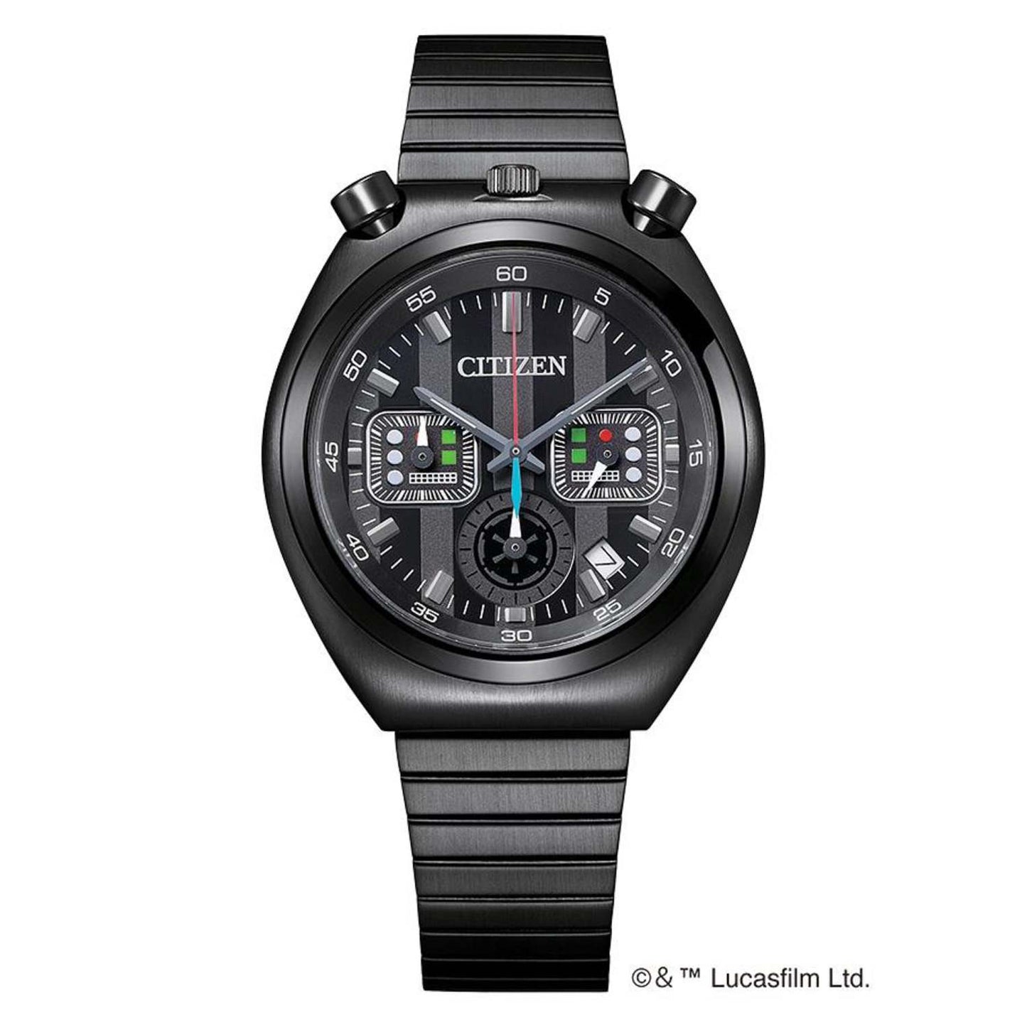 MEN'S QUARTZ STAR WARS DARTH VADER BLACK STAINLESS STEEL BRACELET, BLACK DIAL