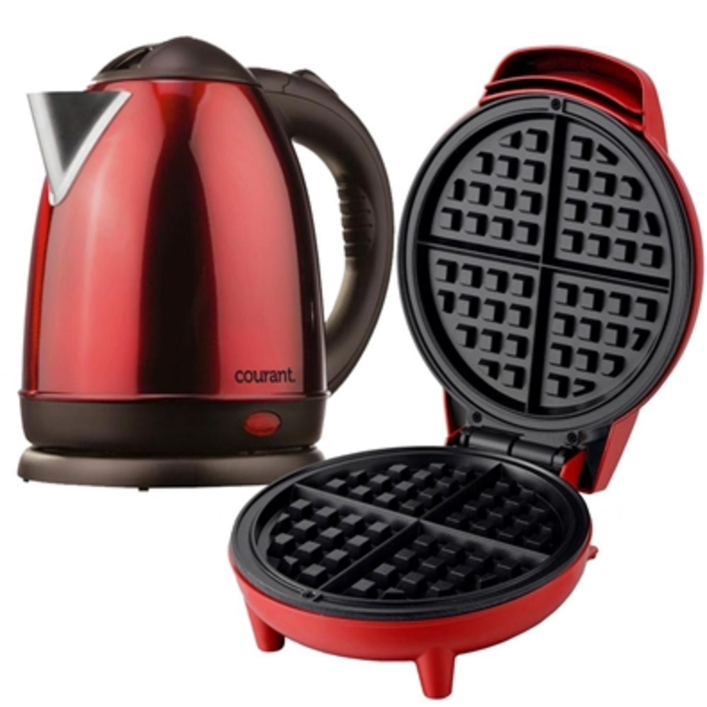COURANT WAFFLE MAKER + KETTLE - RED, RED