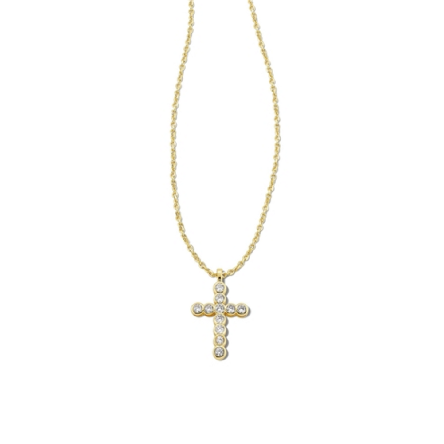 CROSS CRYSTAL PENDANT NECKLACE, GOLD WHITE CRYSTAL