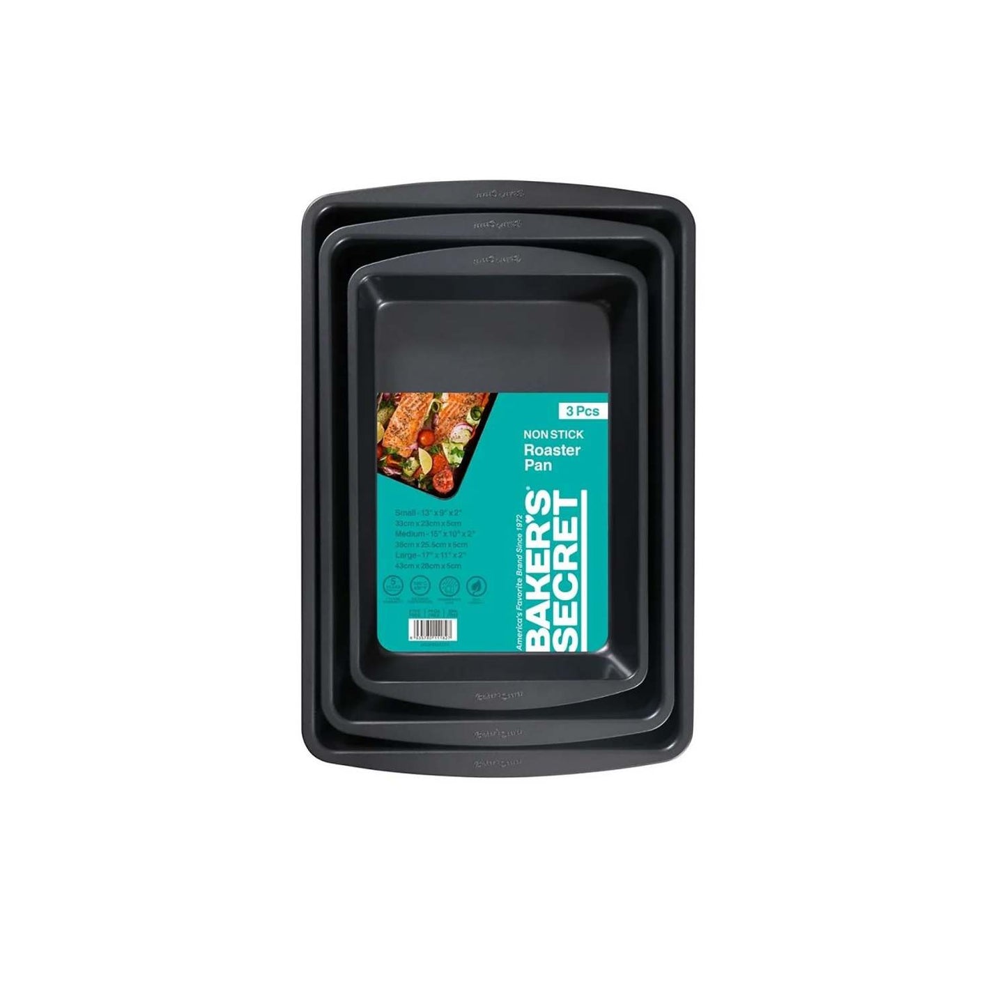 3PC ESSENTIAL LINE NONSTICK ROASTER PAN SET DARK GRAY