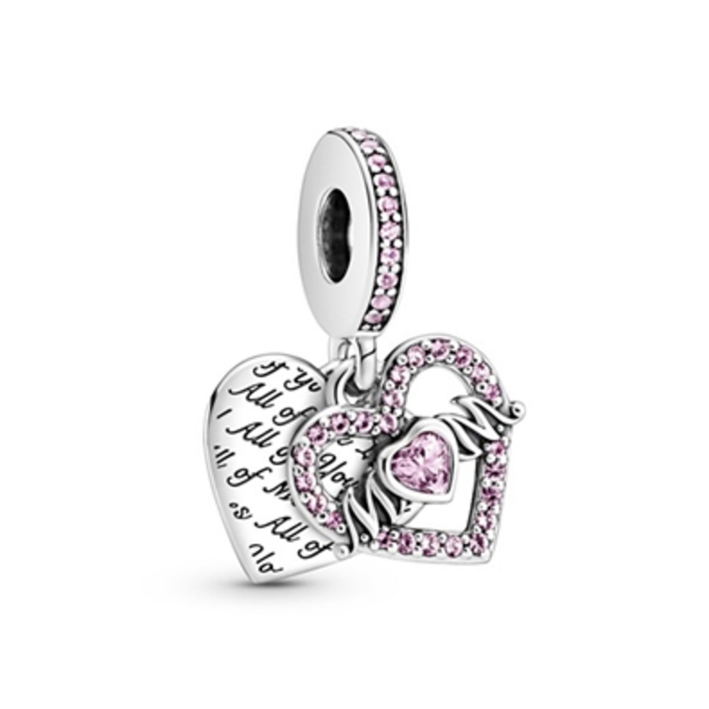 HEART AND MOM DANGLE CHARM, PINK