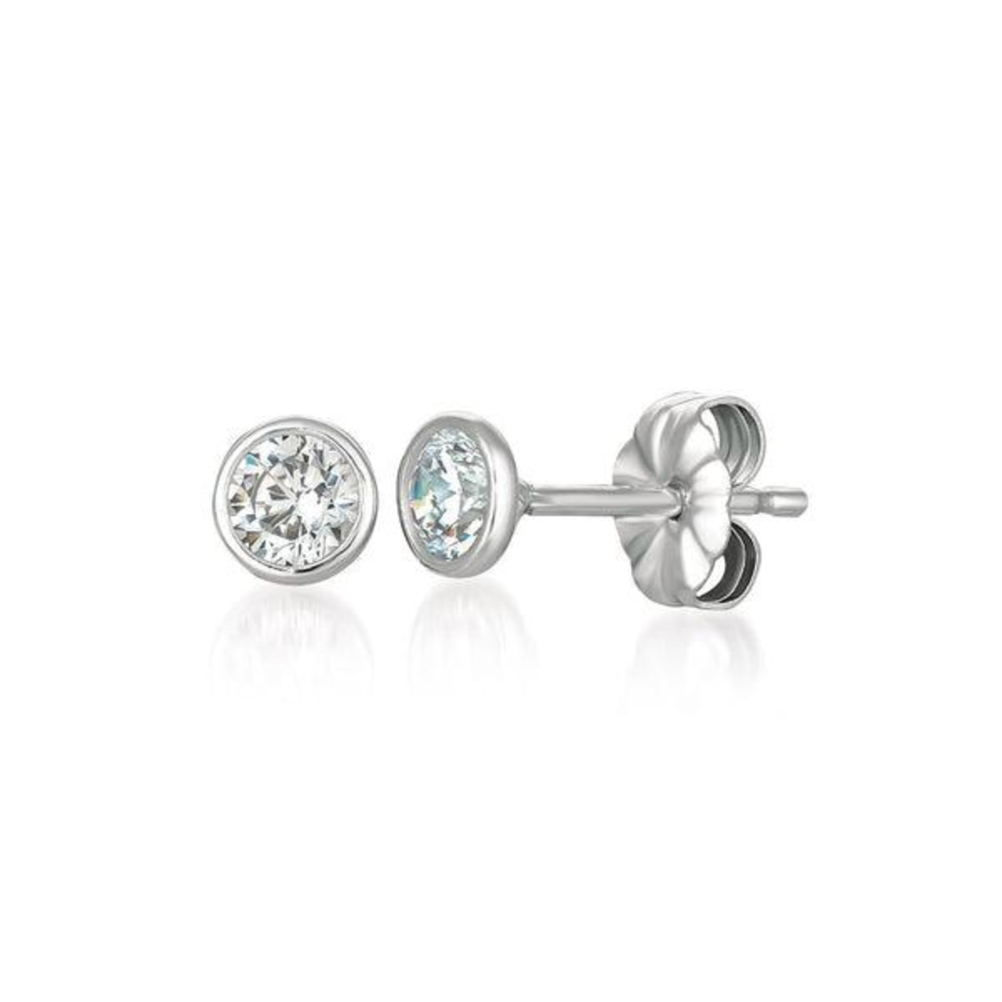 CRISLU SOLITAIRE BEZEL SET EARRINGS FINISHED IN PURE PLATINUM