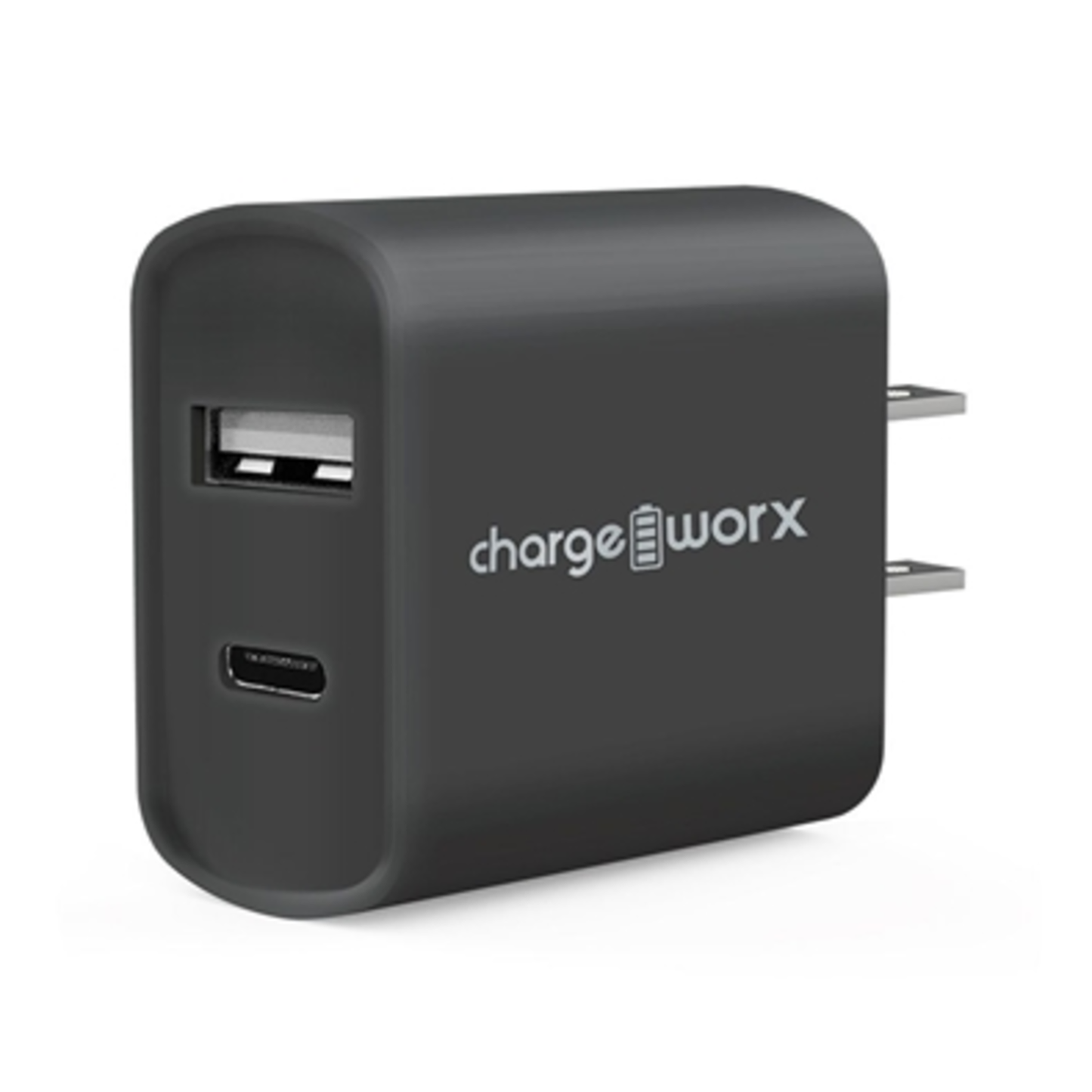 DUAL USB WALL CHARGER W/ USB-C/A, BLACK