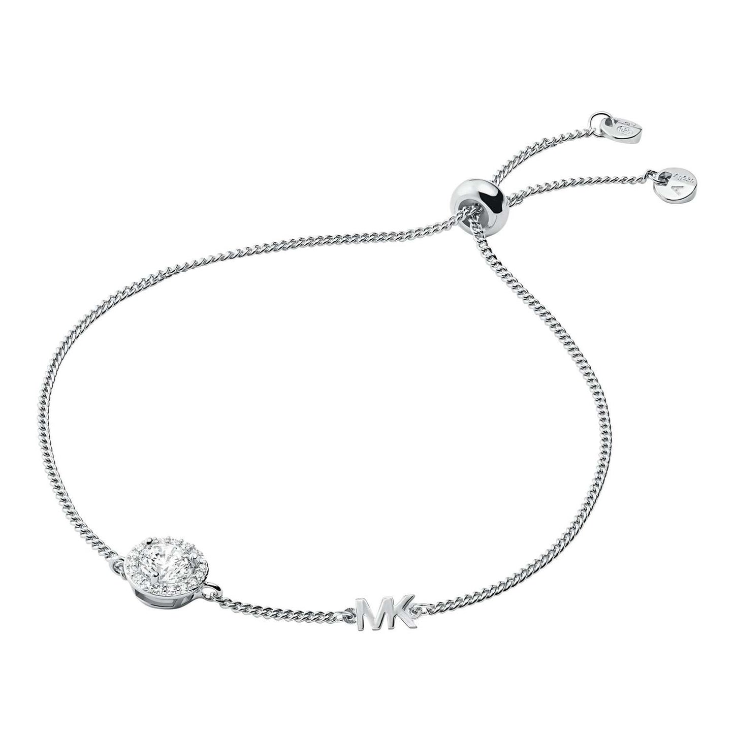 MK PAVE HALO SILVER SLIDER BRACELET