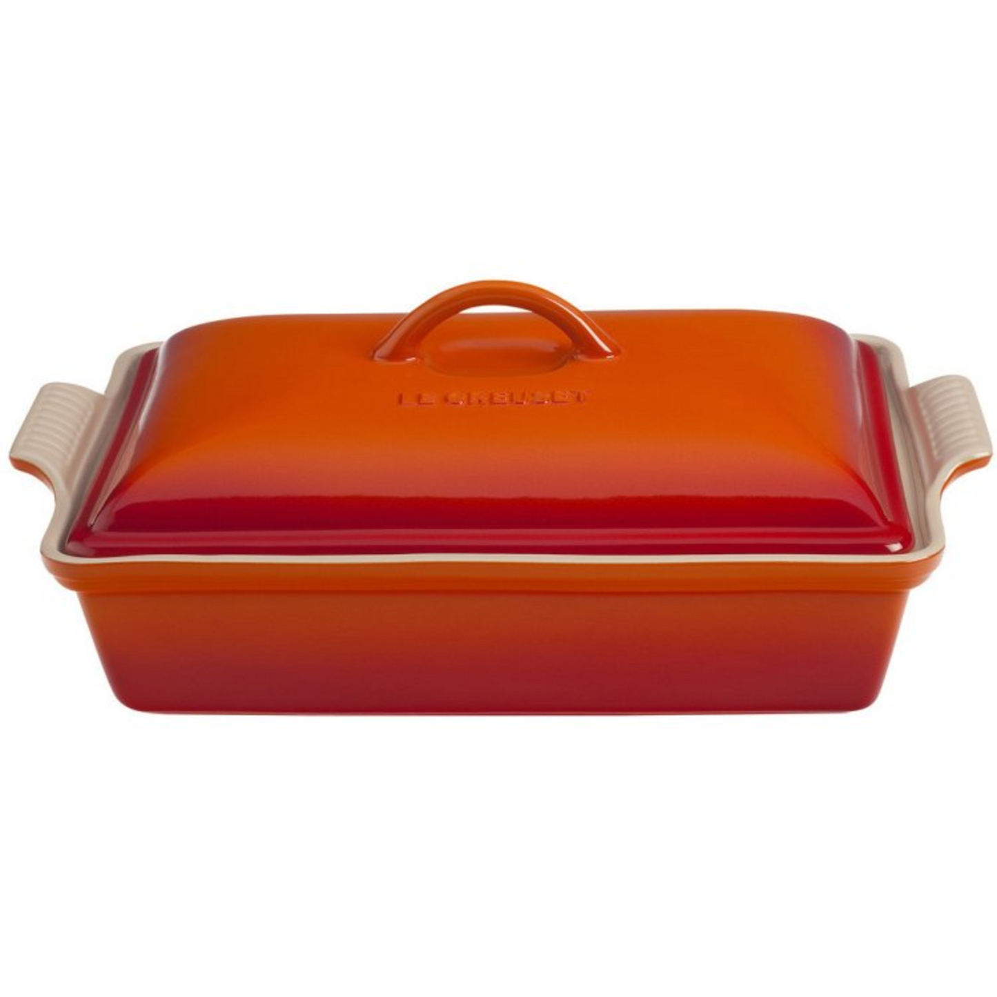 LE CREUSET HERITAGE COVERED 4.0QT RECTANGULAR CASSEROLE - FLAME
