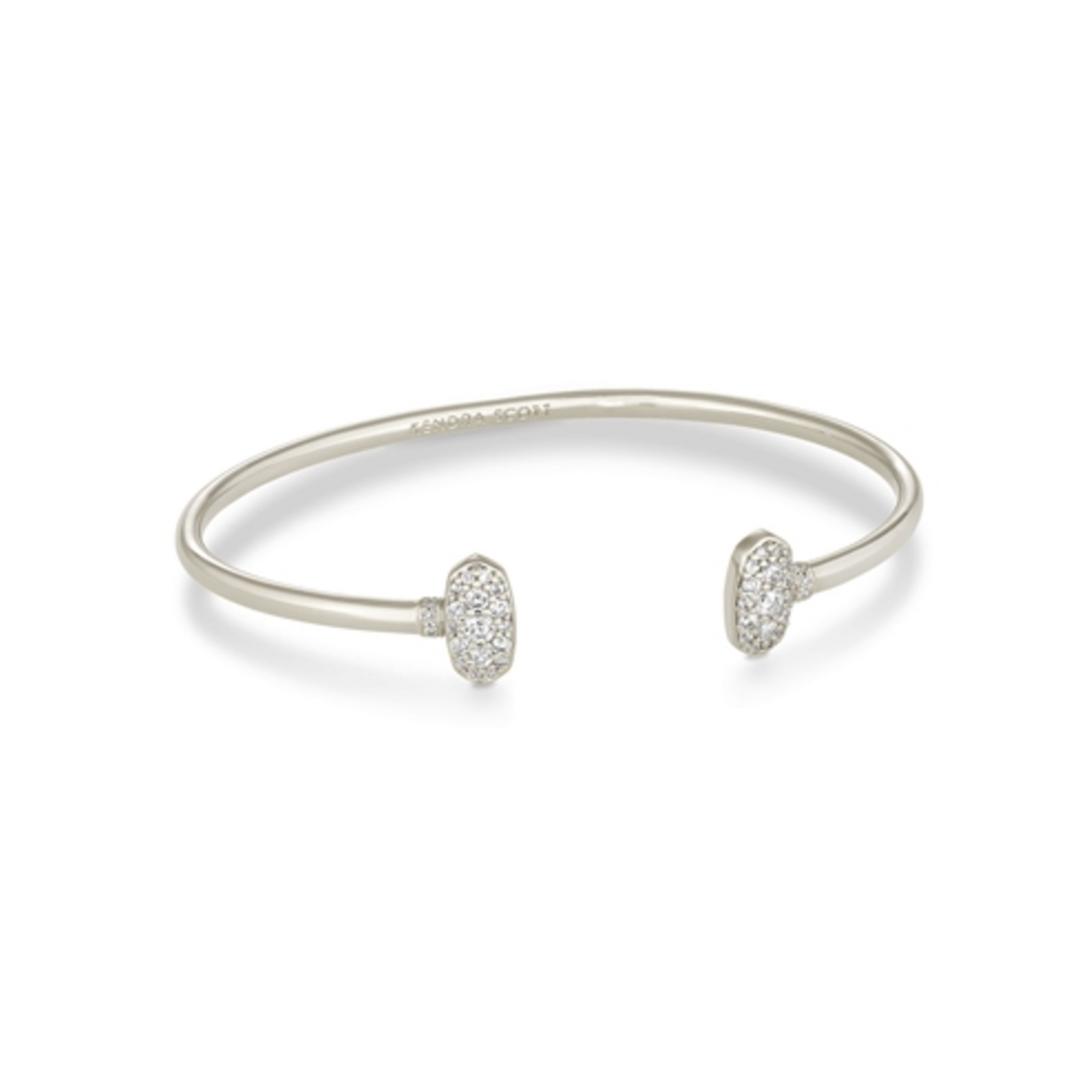 GRAYSON CRYSTAL CUFF BRACELET, RHODIUM METAL WHITE CZ