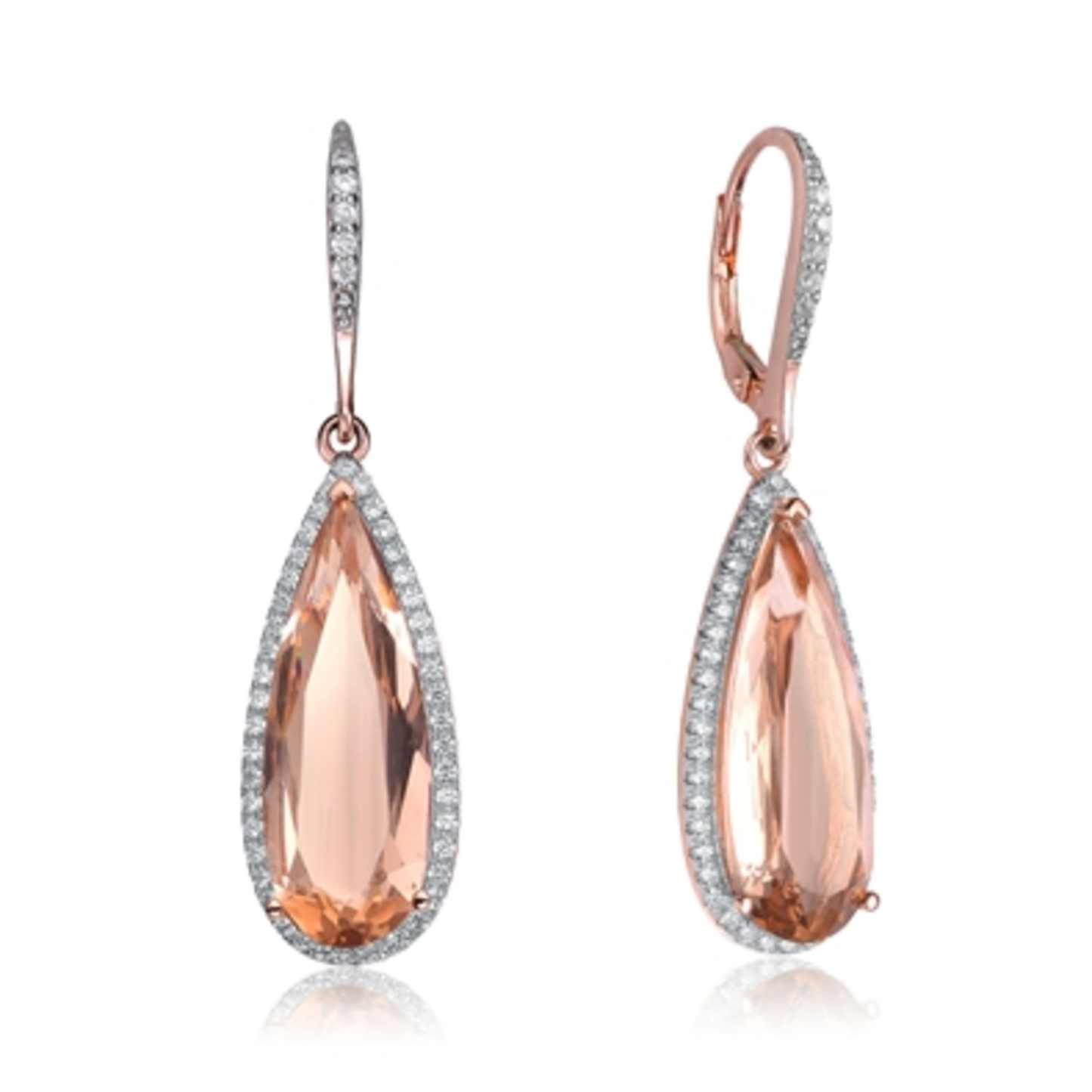 STERLING SILVER PINK CZ DROP EARRING, PINK, 1.81