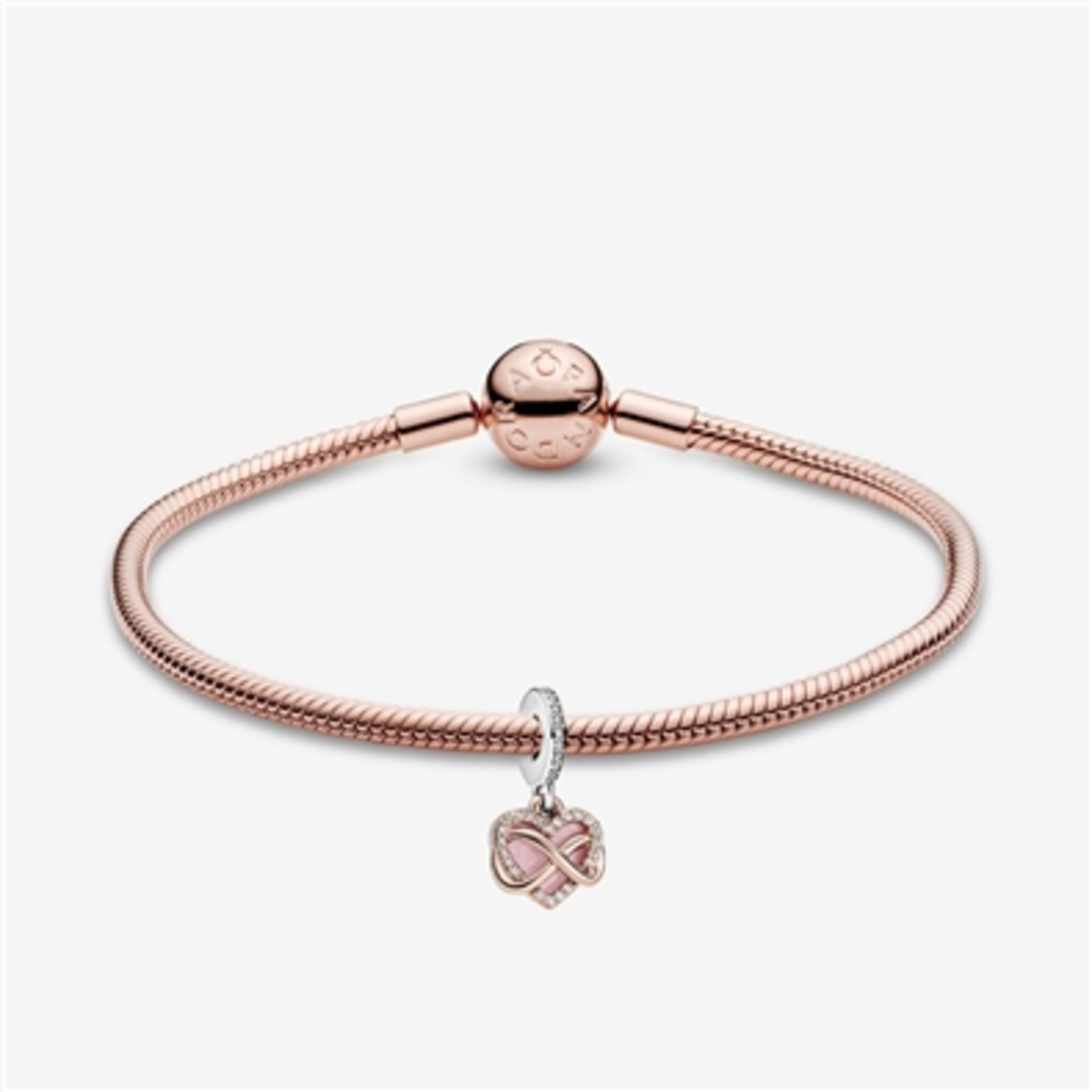 SPARKLING INFINITY HEART BRACELET, ROSE GOLD, 7.9"