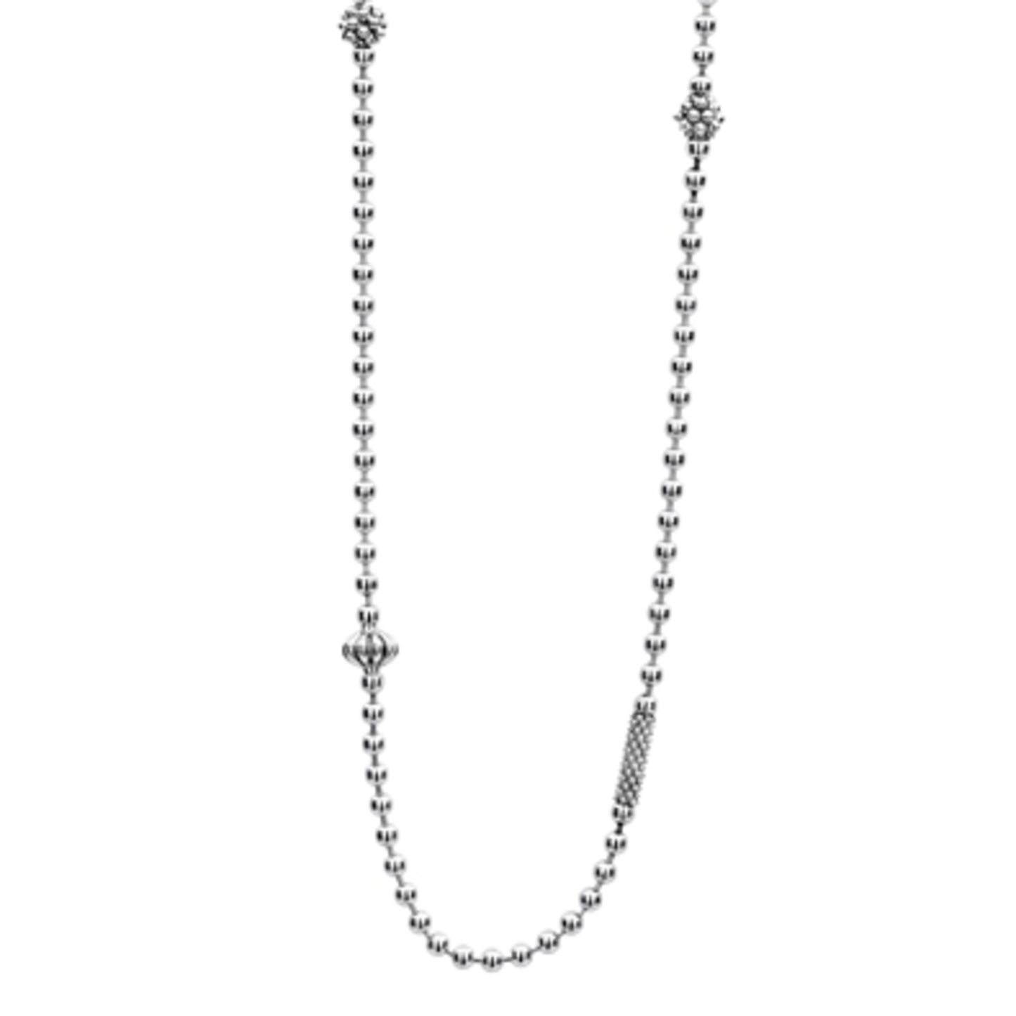 CAVIAR ICON CAVIAR BEADED NECKLACE, SILVER