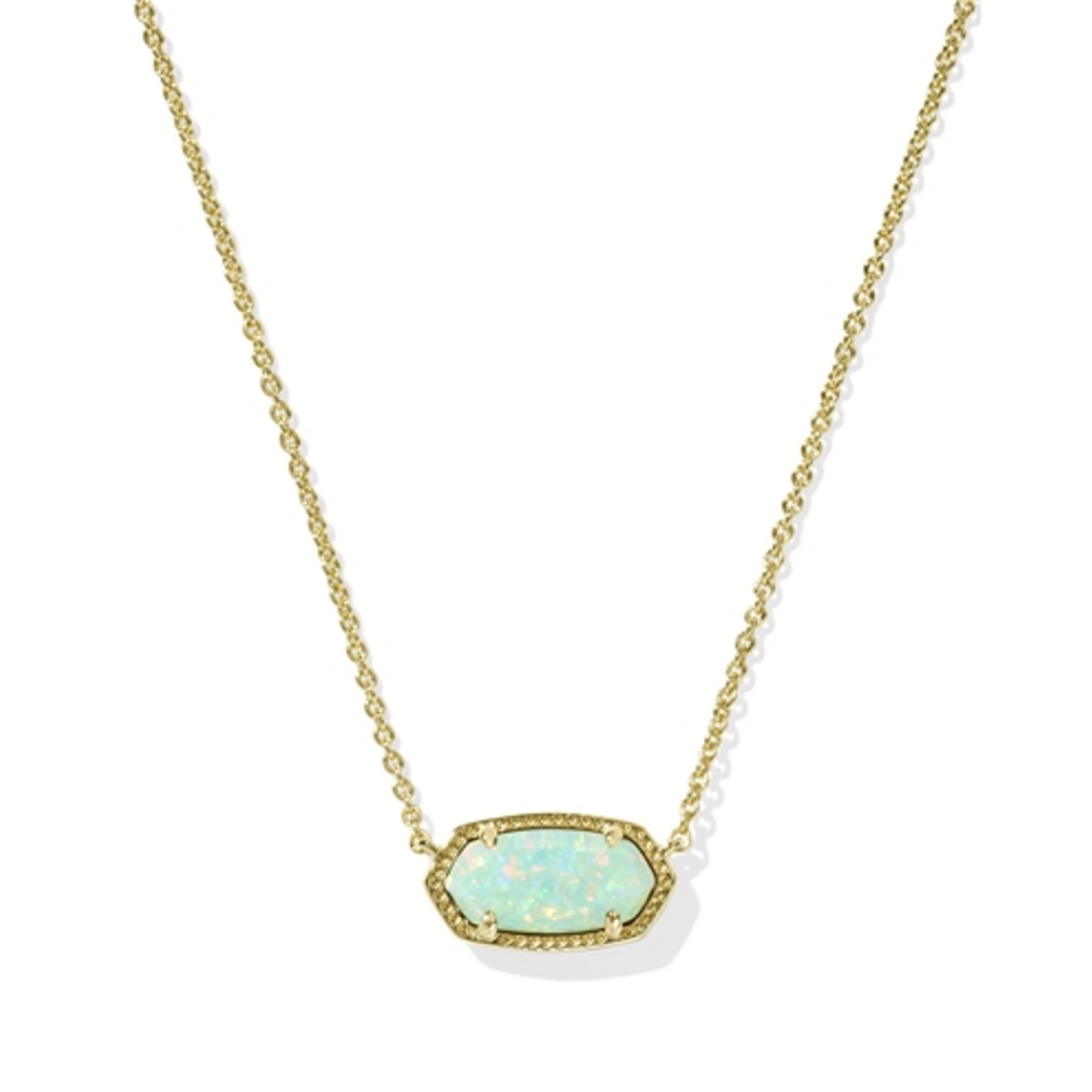 ELISA PENDANT NECKLACE, GOLD GREEN KYOCERA OPAL