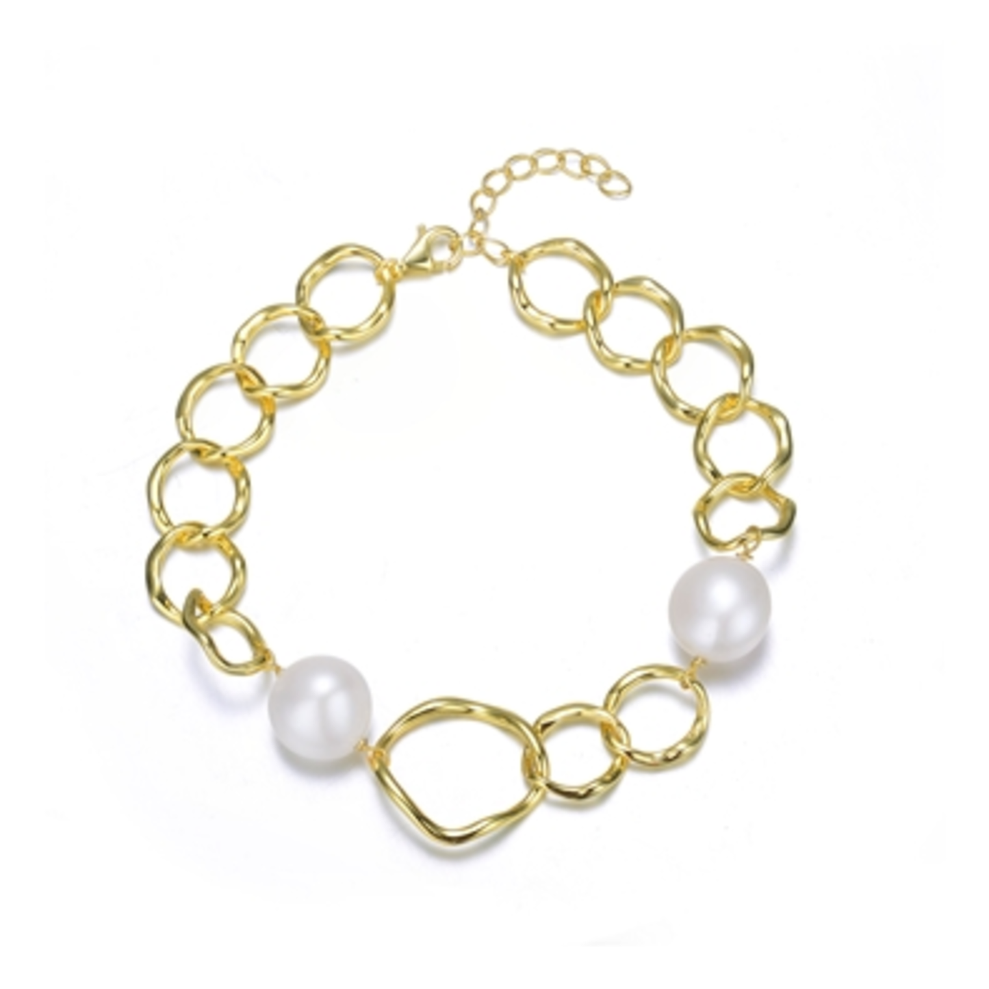 GOLD PLATED FRESHWATER PEARL BRACELET, GOLD, 7.25"