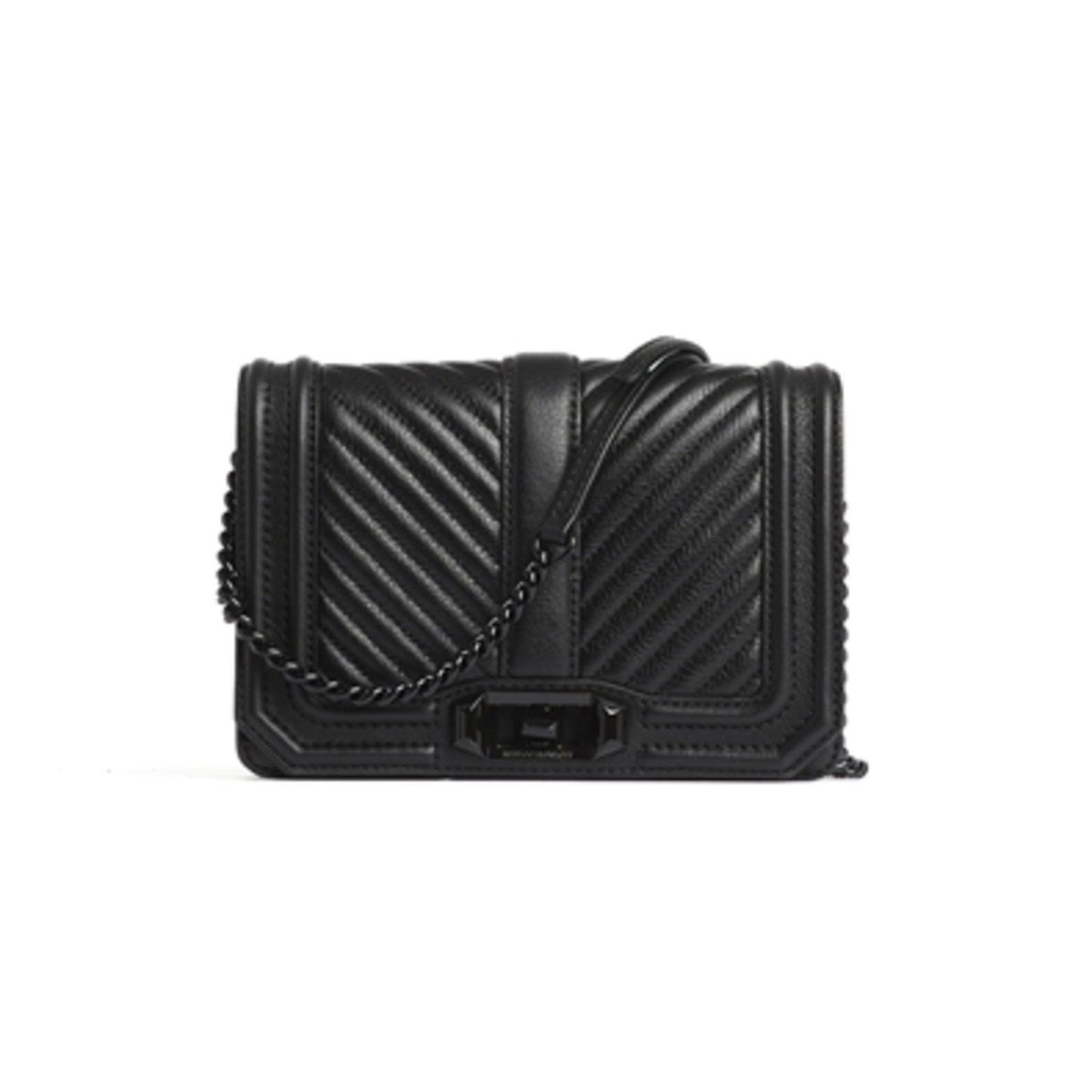 CHEVRON QUILTED SMALL CROSSBODY, BLACK