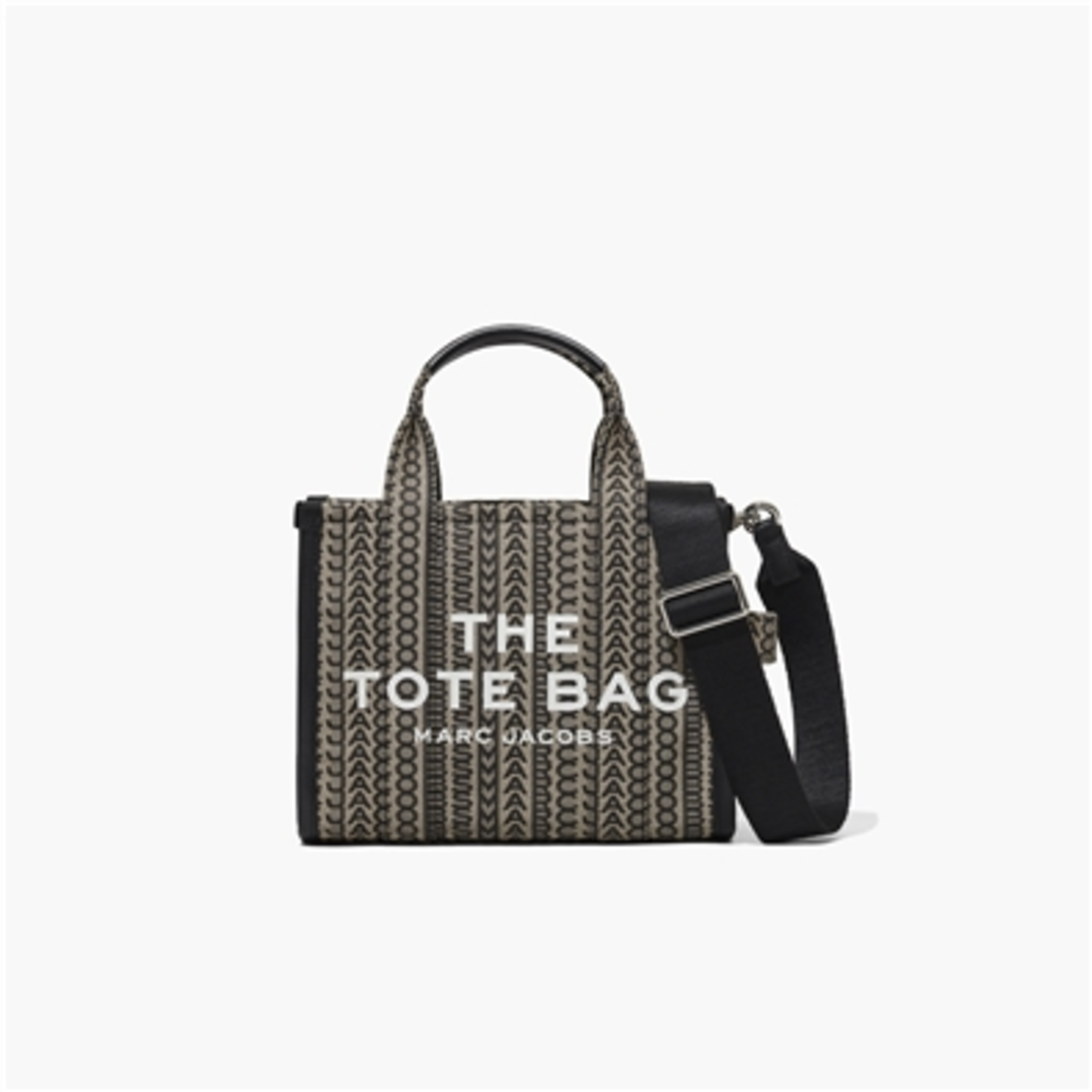 SMALL MONOGRAM JACQUARD TOTE, BEIGE MULTI, 7.09"X3.94