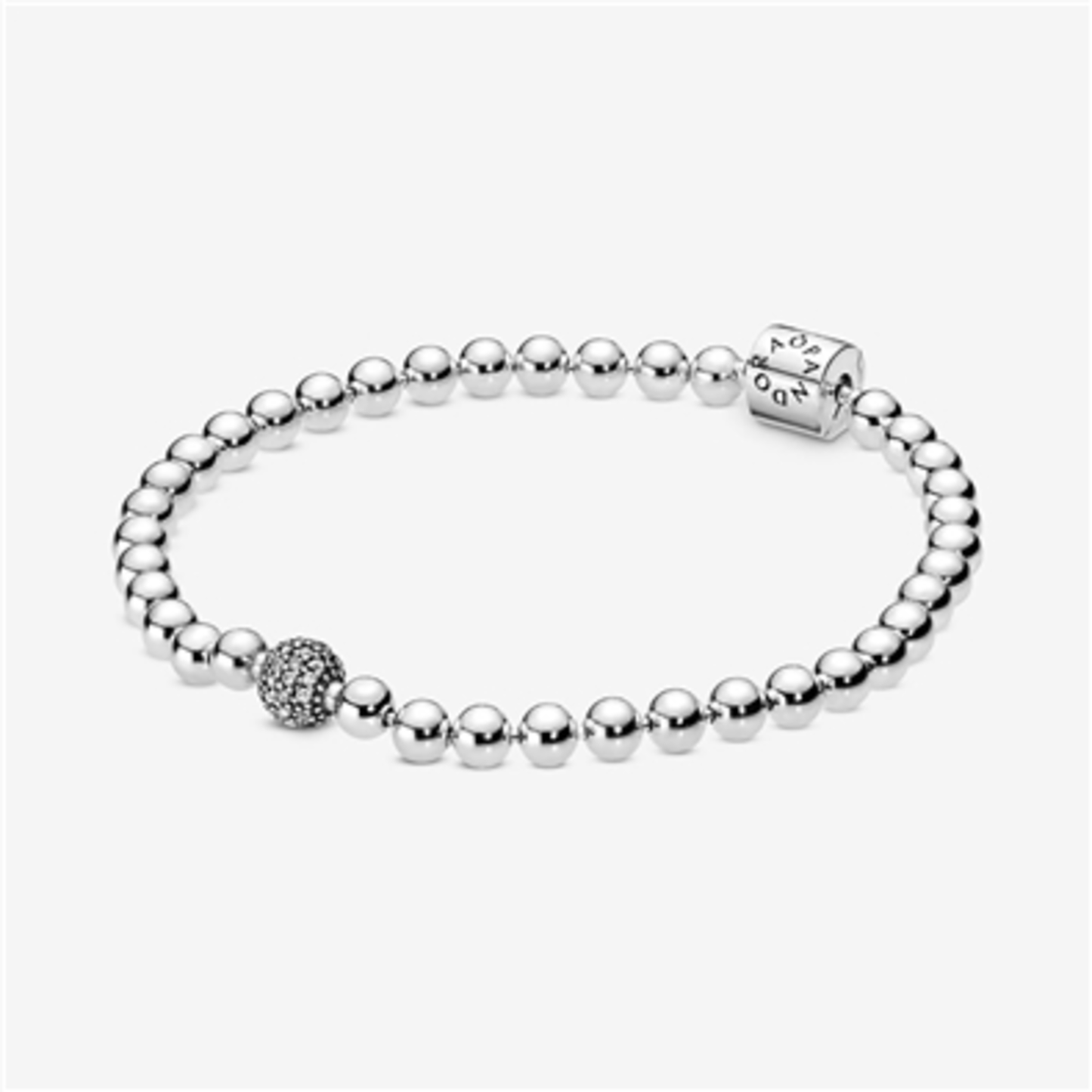BEADS AND PAVÉ BRACELET, STERLING SILVER, 7.5