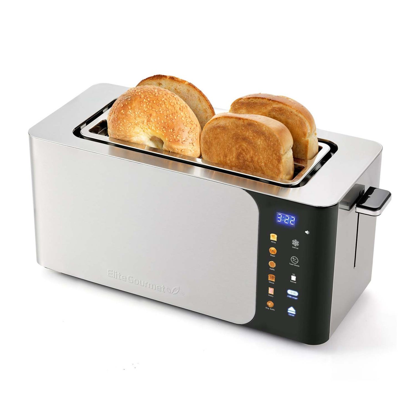 4 SLICE LONG SLOT TOASTER W/ SMARTTOAST DIGITAL TOUCH SCREEN BLACK & SS