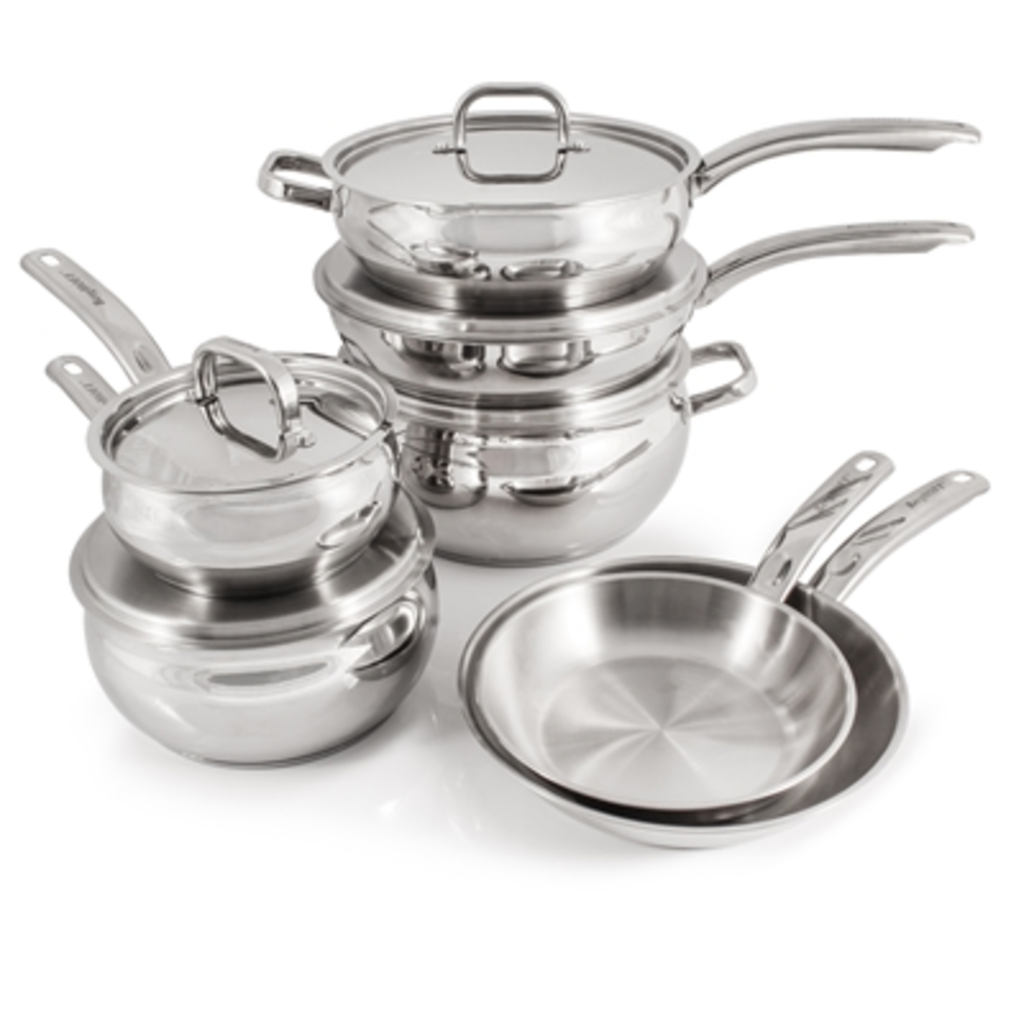 BELLY SHAPE 12PC 18/10 SS COOKWARE SET, SILVER