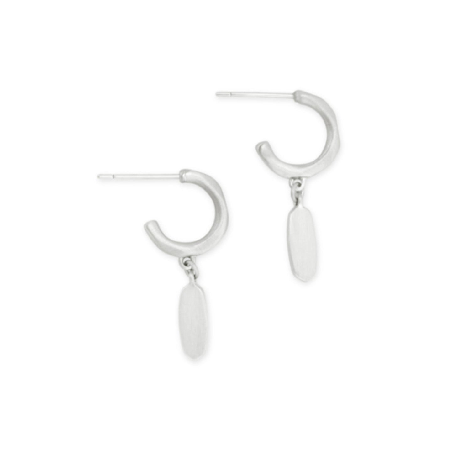 KENDRA SCOTT FERN HUGGIE BRIGHT SILVER EARRINGS