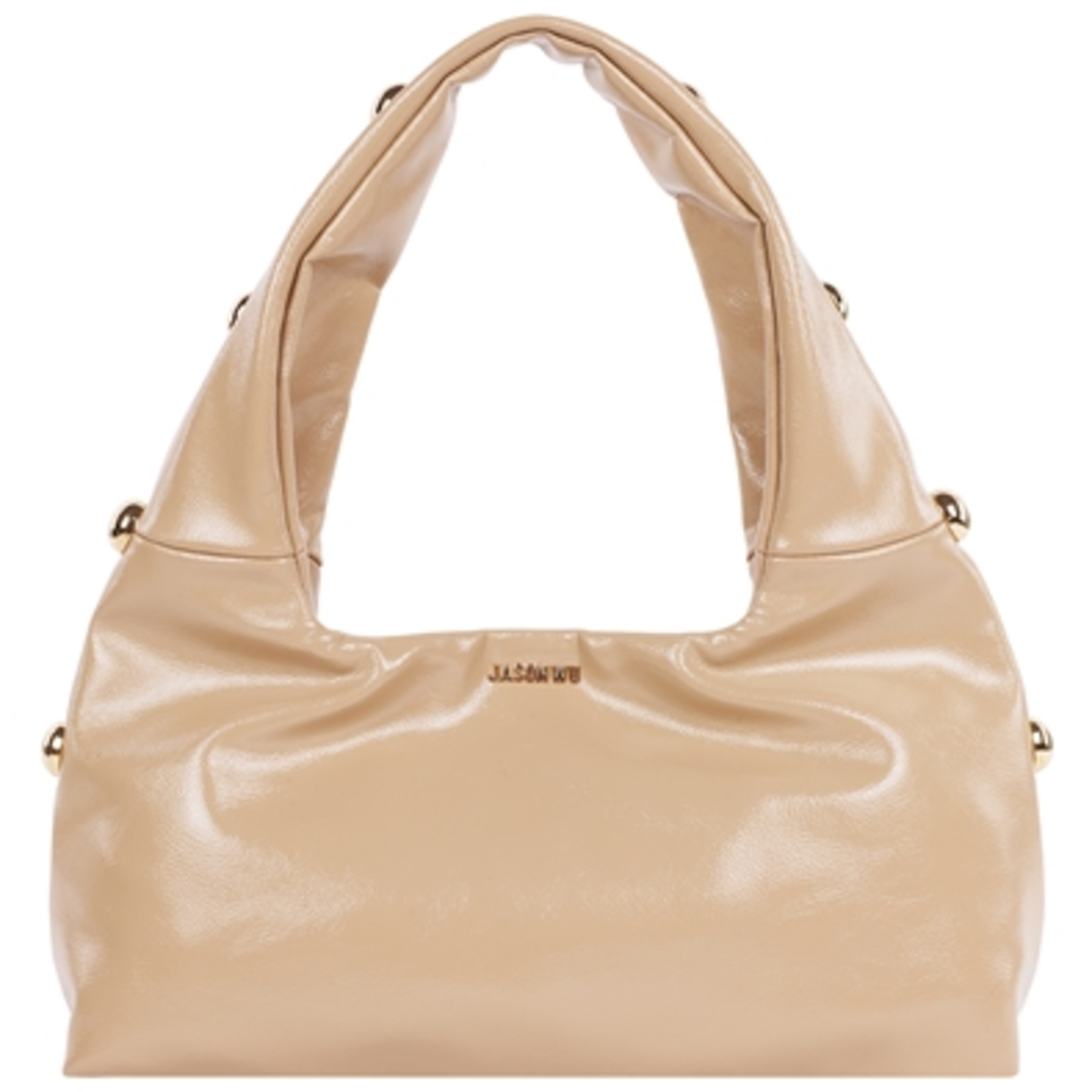STUDDED SHOULDER BAG, TAN
