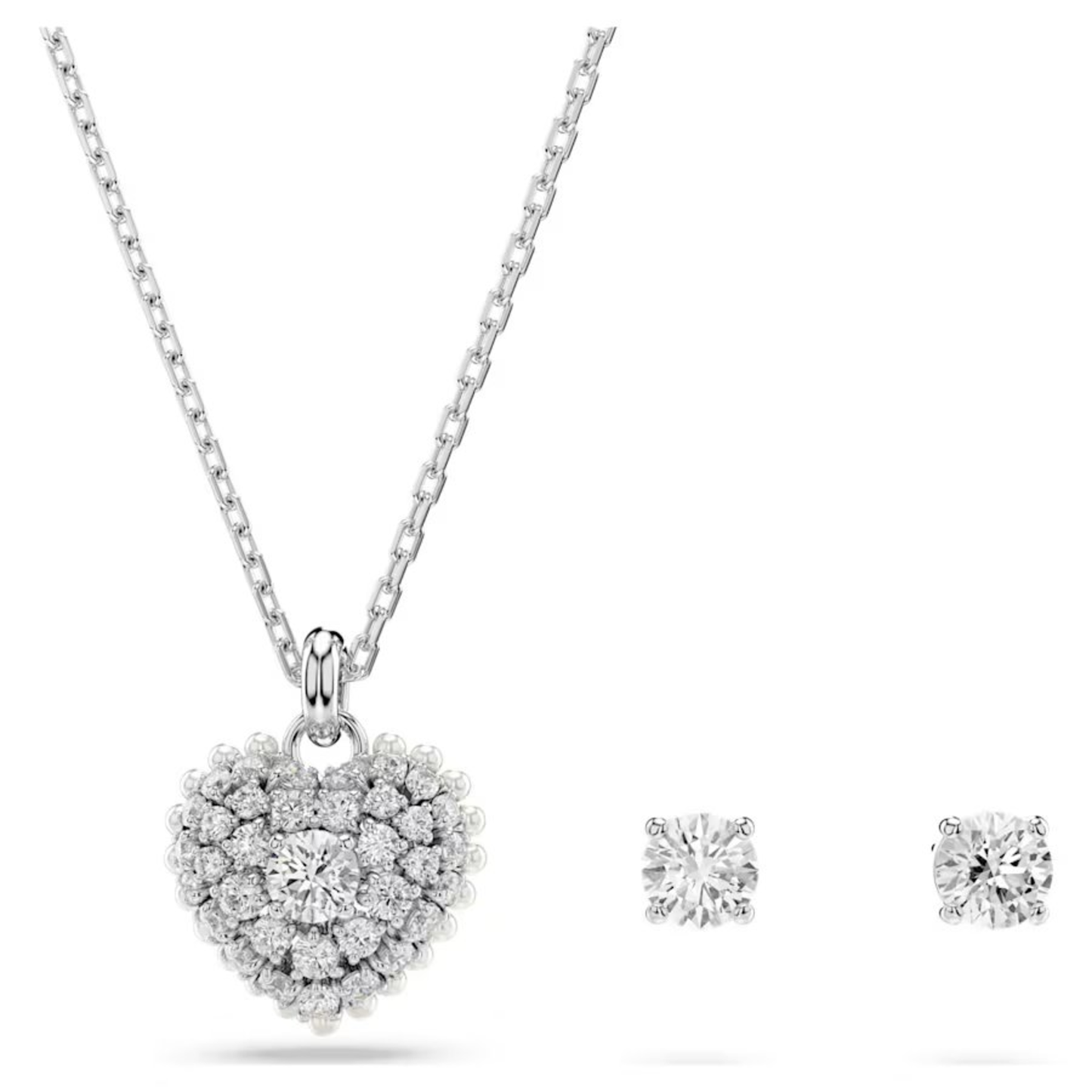 SWAROVSKI HYPERBOLA SET HEART, WHITE, RHODIUM PLATED