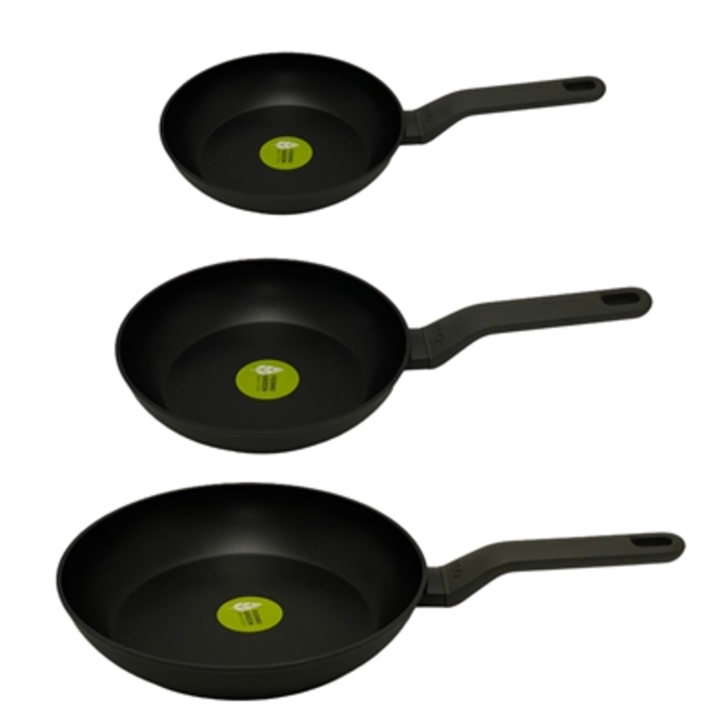 LEO 3PC NS FRY PAN SET, (8", 10" AND 11"), DARK GRAY