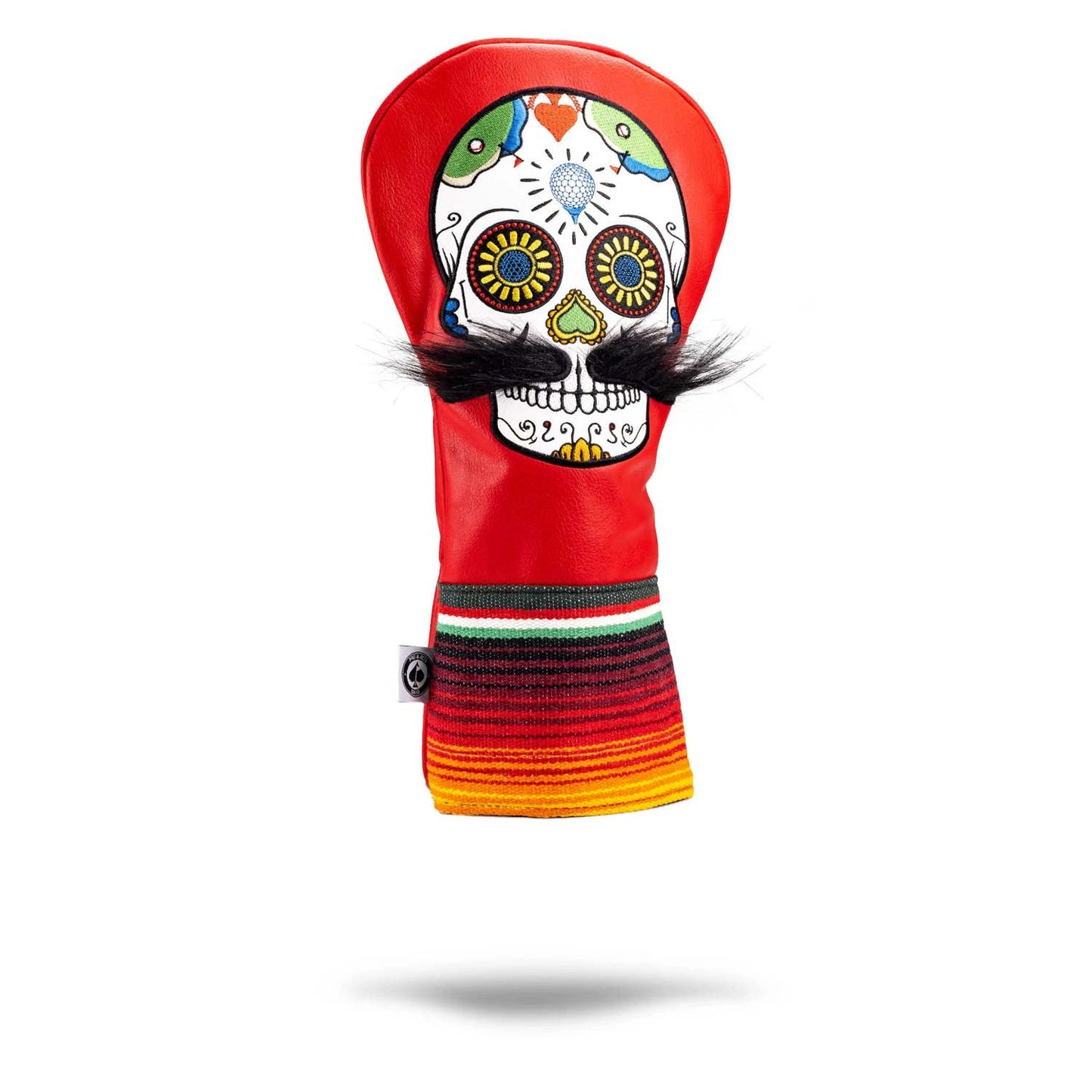 MUSTACHE SUGAR SKULL - DRIVER COVER RED