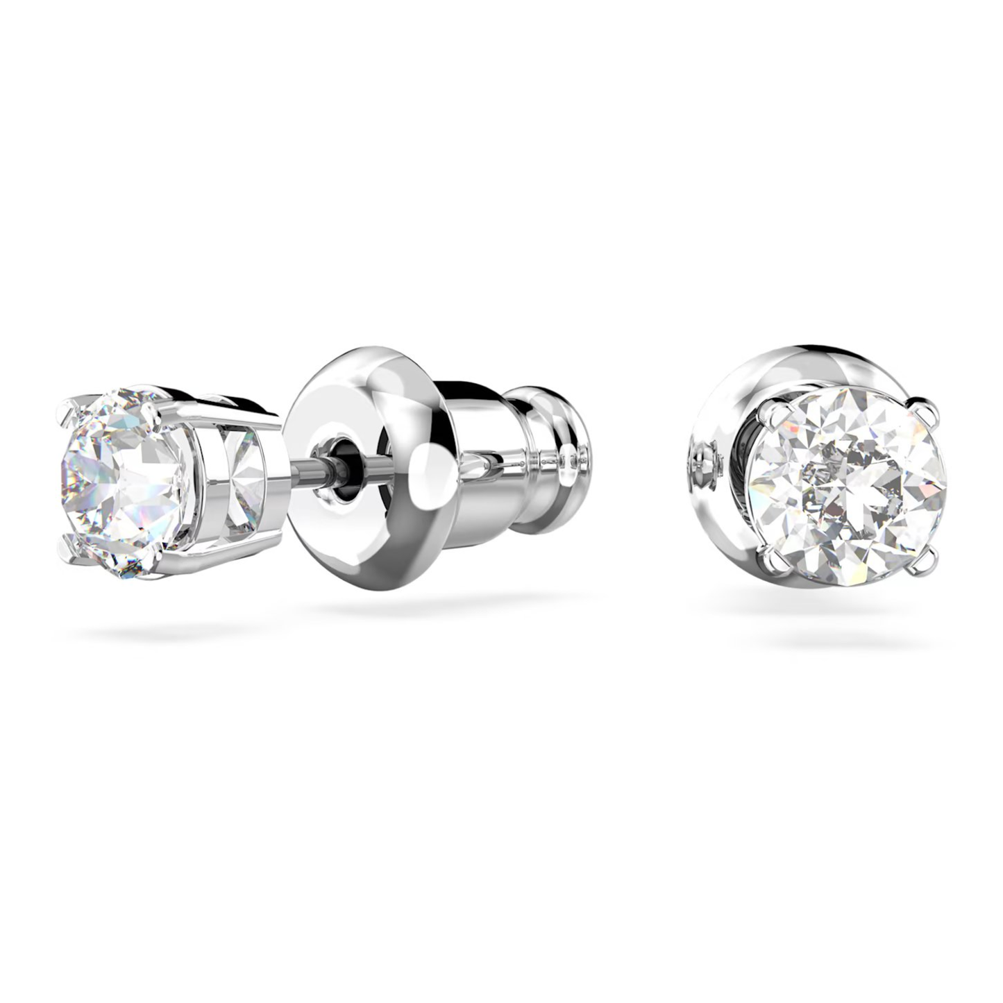 SWAROVSKI STILLA ATTRACT STUD EARRINGS ROUND CUT, WHITE, RHODIUM PLATED