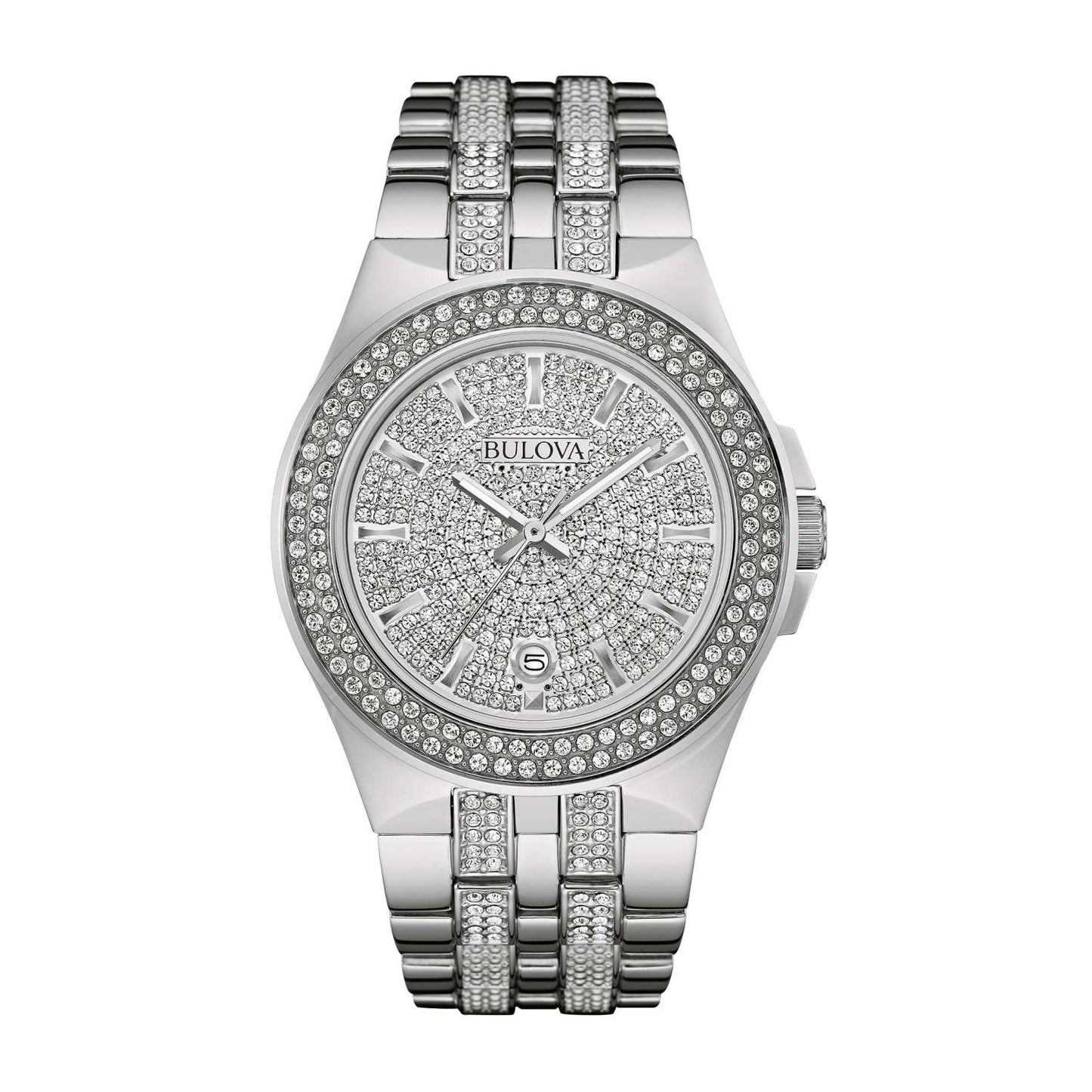 MEN'S PHANTOM CRYSTAL SILVER-TONE STAINLESS STEEL WATCH, CRYSTAL DIAL
