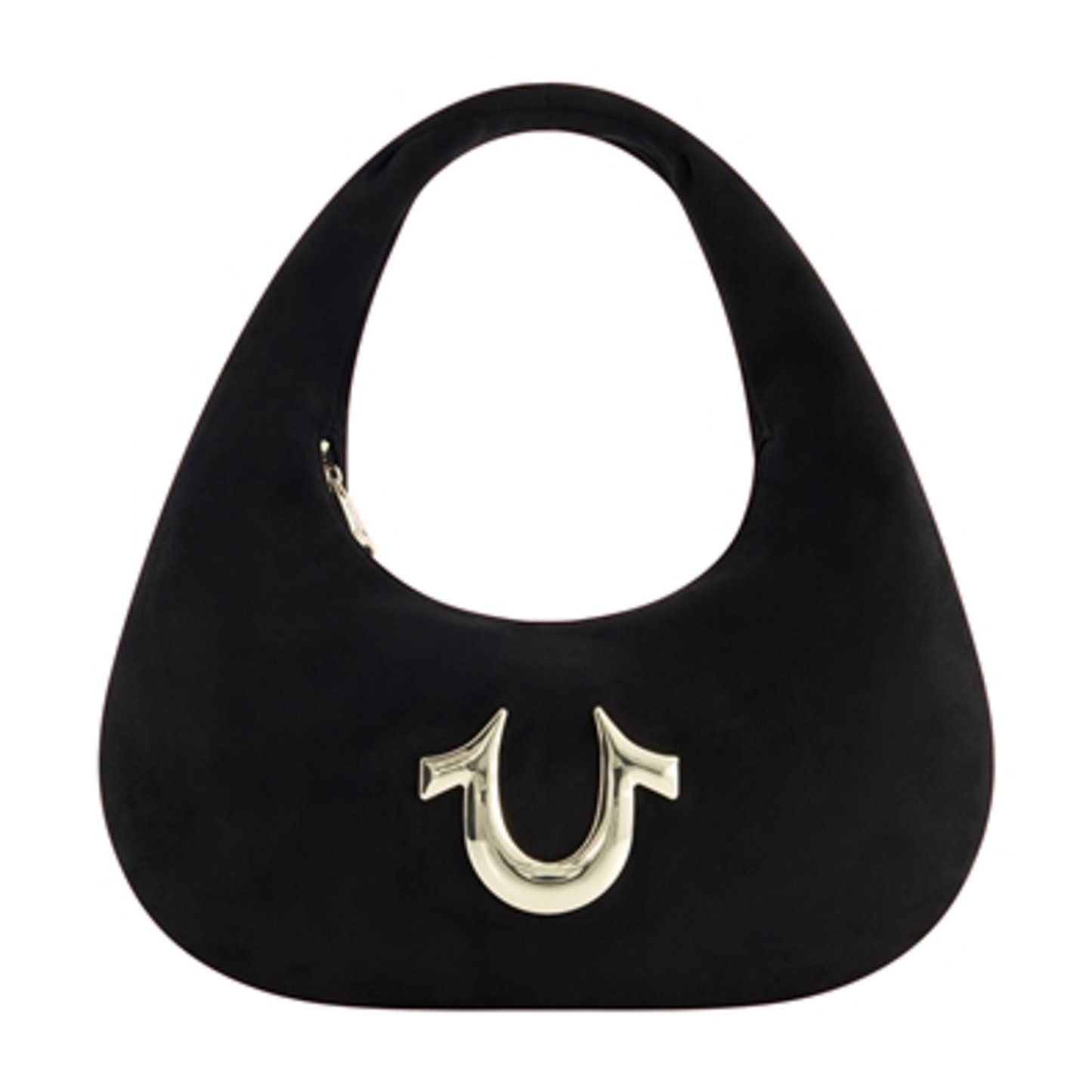 HORSESHOE LINK SOFT HOBO BAG, BLACK, 7 X 15''