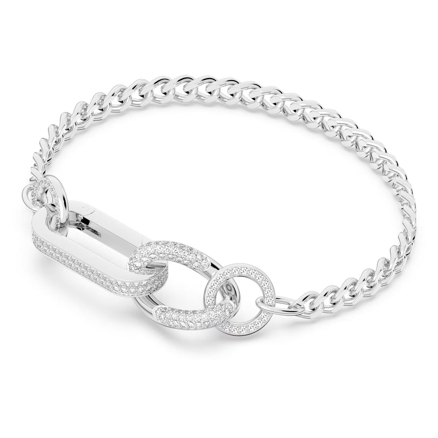 SWAROVSKI DEXTERA BRACELET PAVÉ, MIXED LINKS, WHITE, RHODIUM PLATED