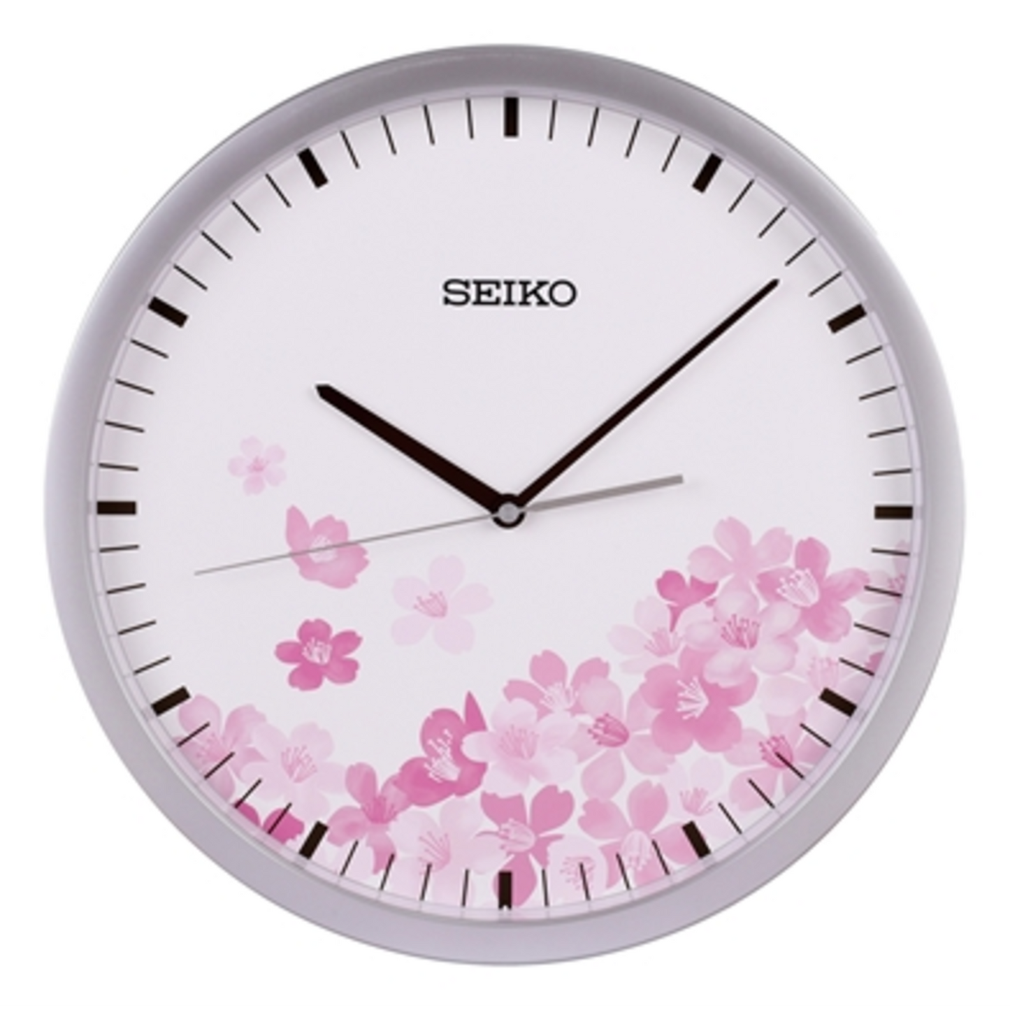 CHERRY BLOSSOM WALL CLOCK, SILVER