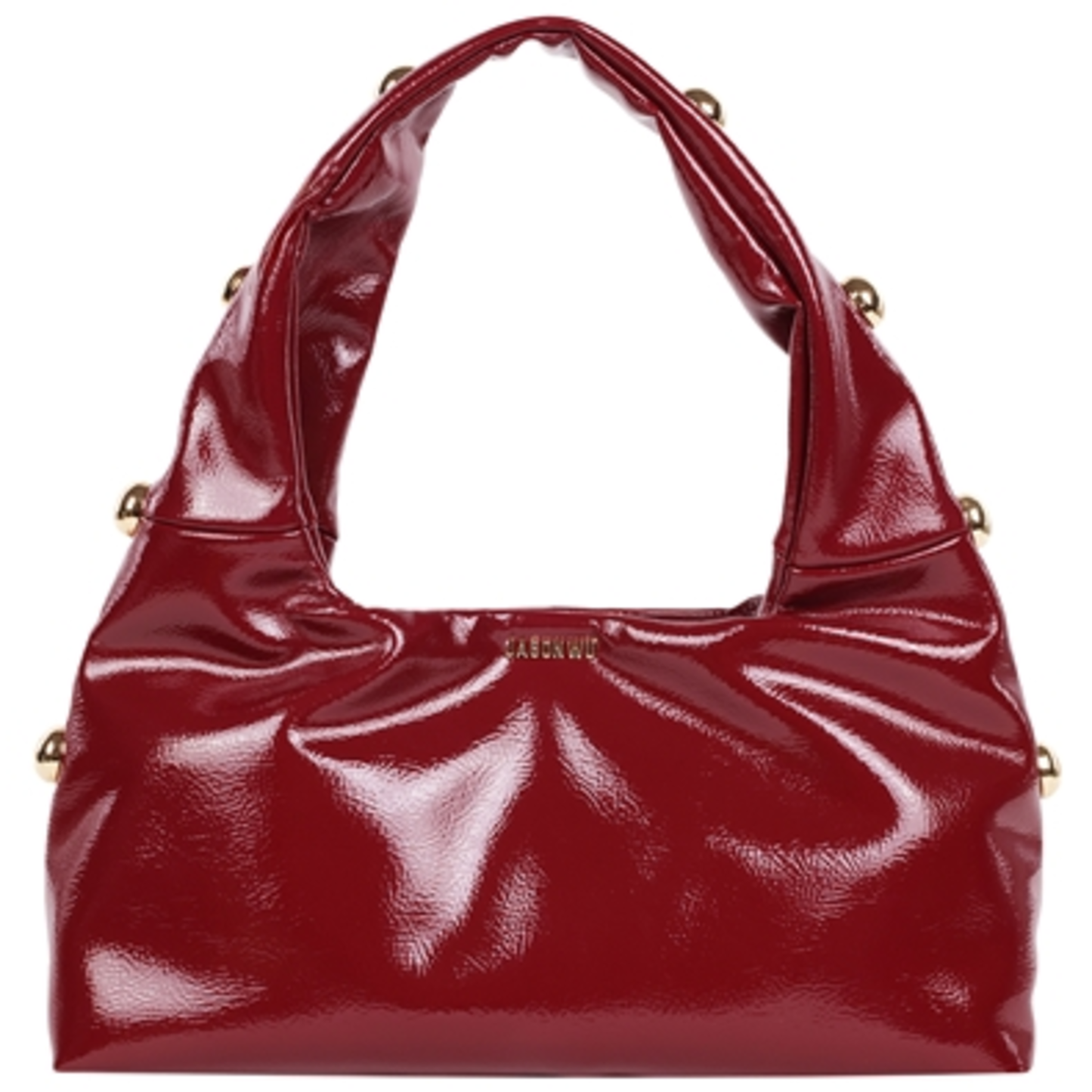 STUDDED SHOULDER BAG, OXBLOOD