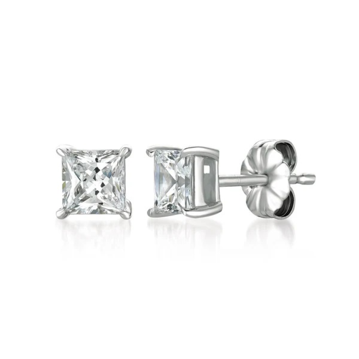 CRISLU SOLITAIRE PRINCESS STUD EARRINGS FINISHED IN PURE PLATINUM - 1.5 CTTW