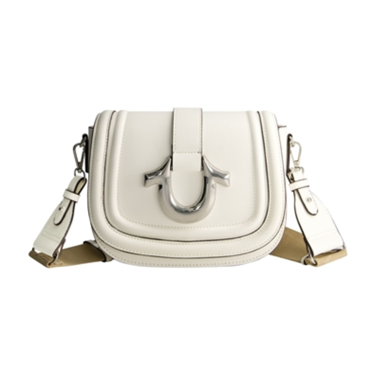 SADDLE BAG WITH GOLD HARDWARE, WHITE