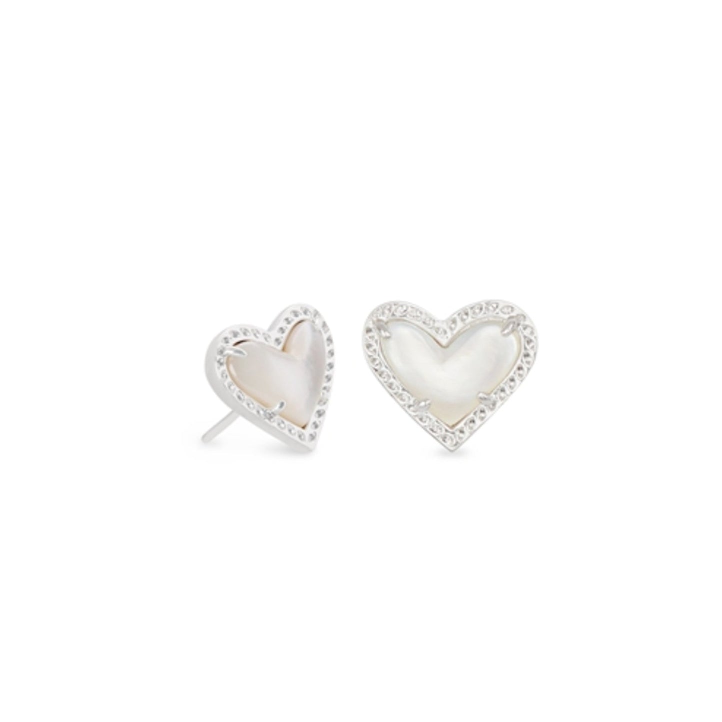 ARI HEART STUD EARRING, RHOD IVORY MOP