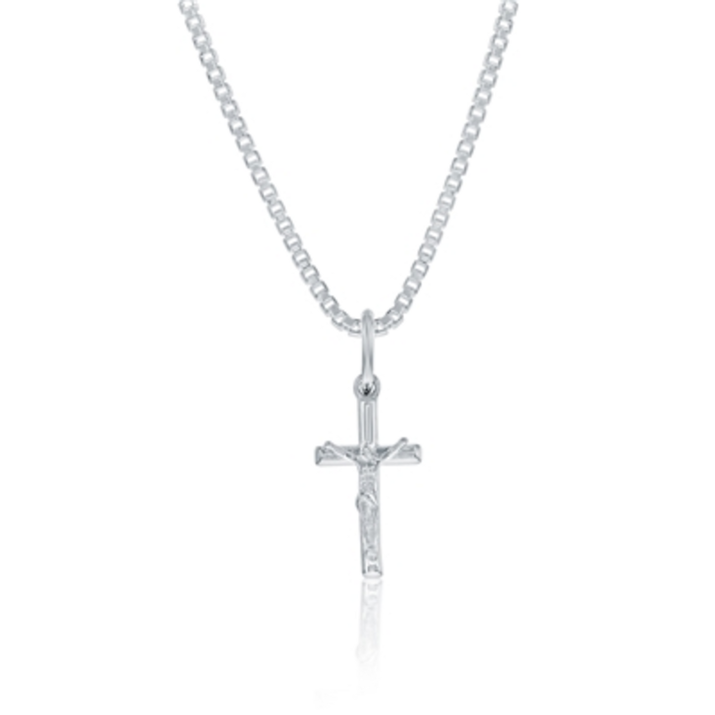 STERLING SILVER CROSS PENDANT NECKLACE, SILVER, 8X16MM