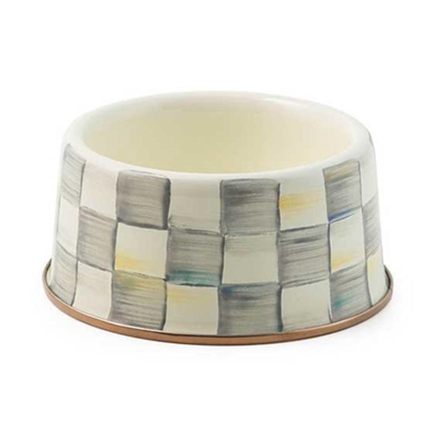 STERLING CHECK MEDIUM PET DISH, GRAY