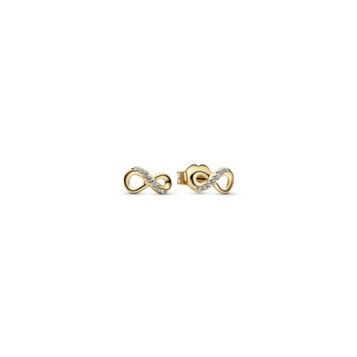 SPARKLING INFINITY STUD EARRINGS, 14K PLATED GOLD