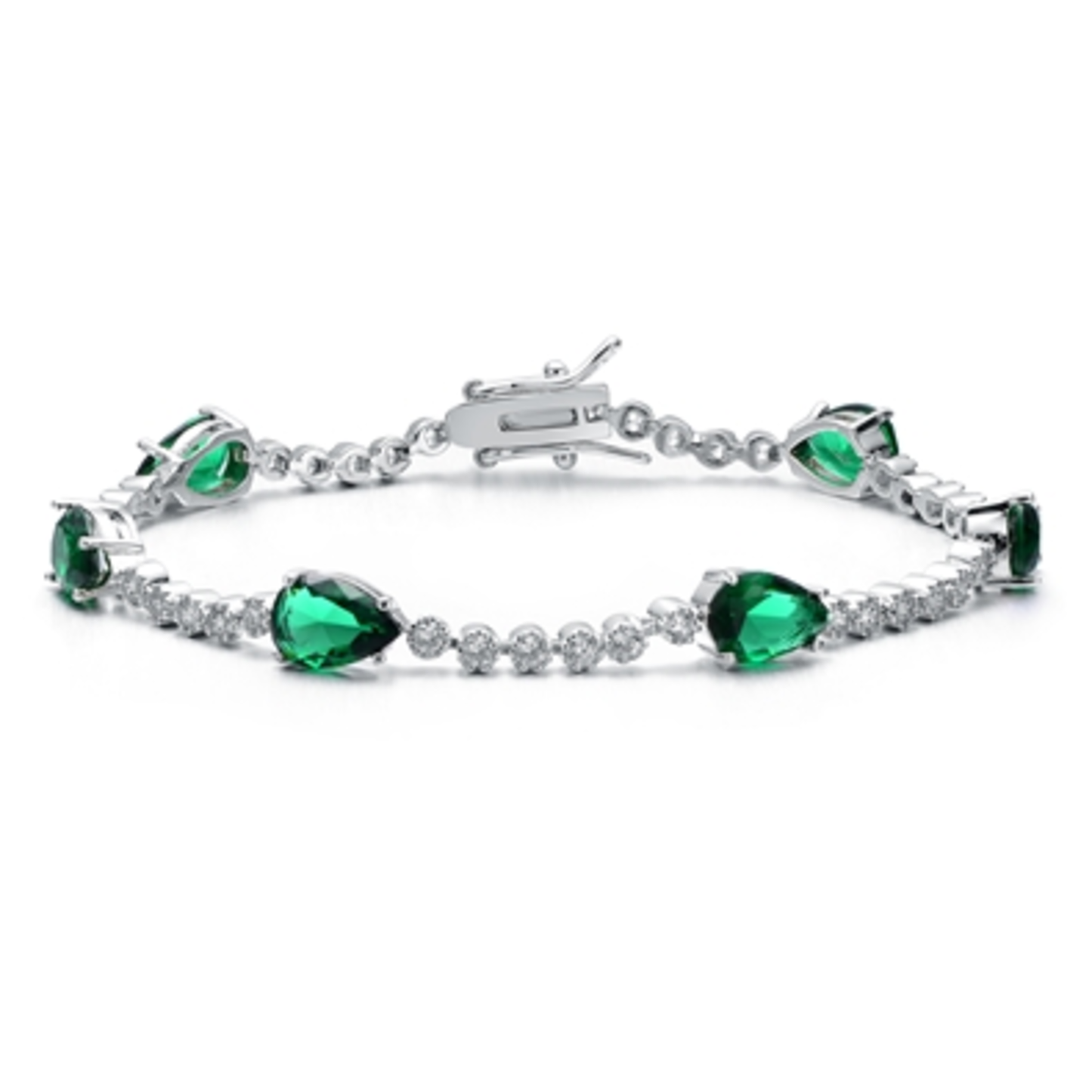 CZ GREEN TENNIS BRACELET, GREEN, 7"