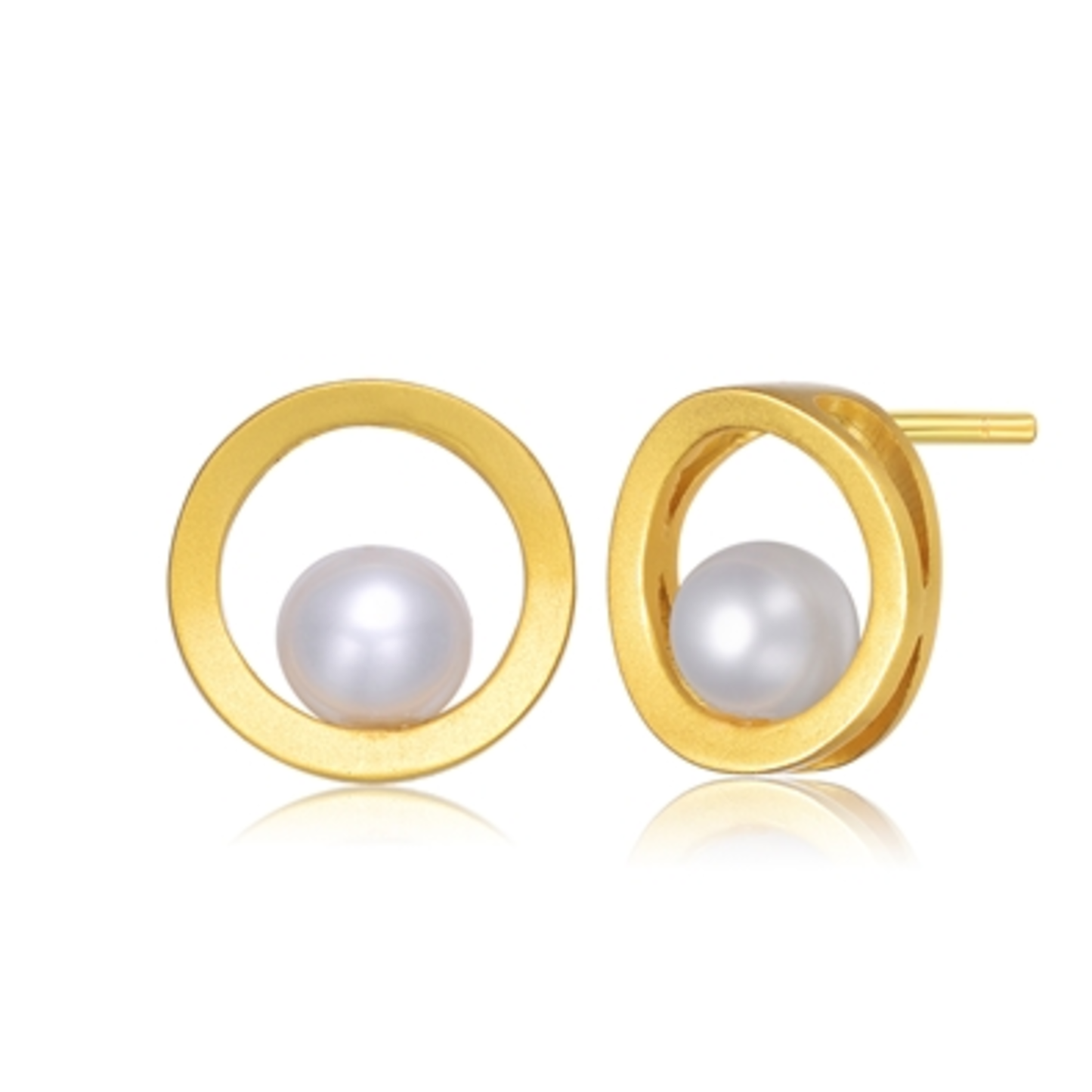 DELPHINE GOLDEN DOT PEARL EARRINGS, GOLD, 0.23"