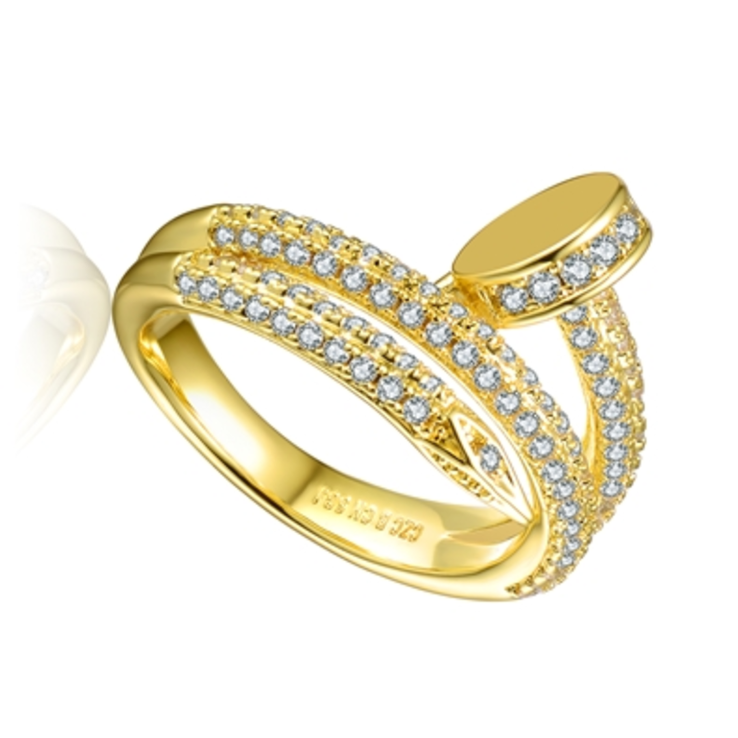 14K YELLOW GOLD LAYERED STATEMENT RING, GOLD, 6"