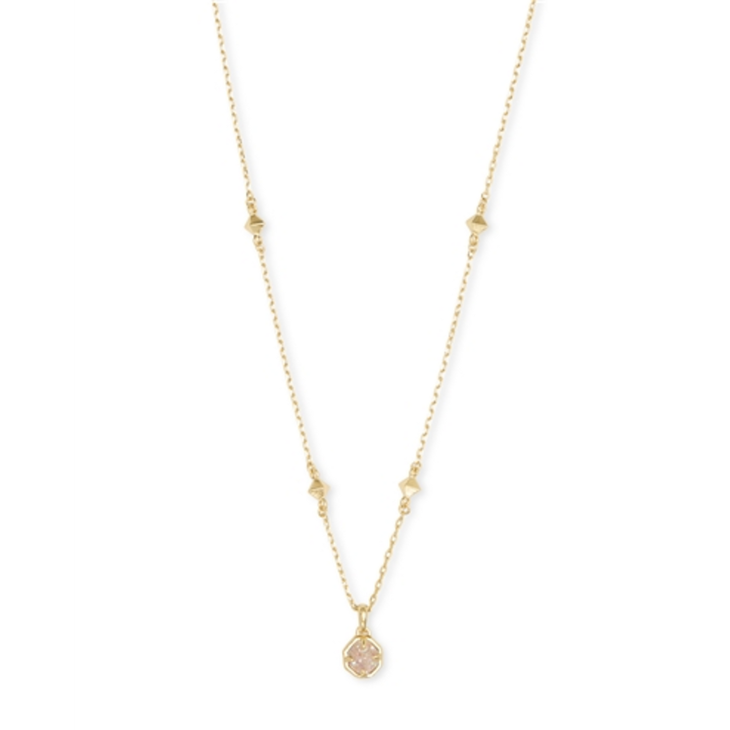 NOLA SHORT PENDANT, GOLD IRIDESCENT DRUSY