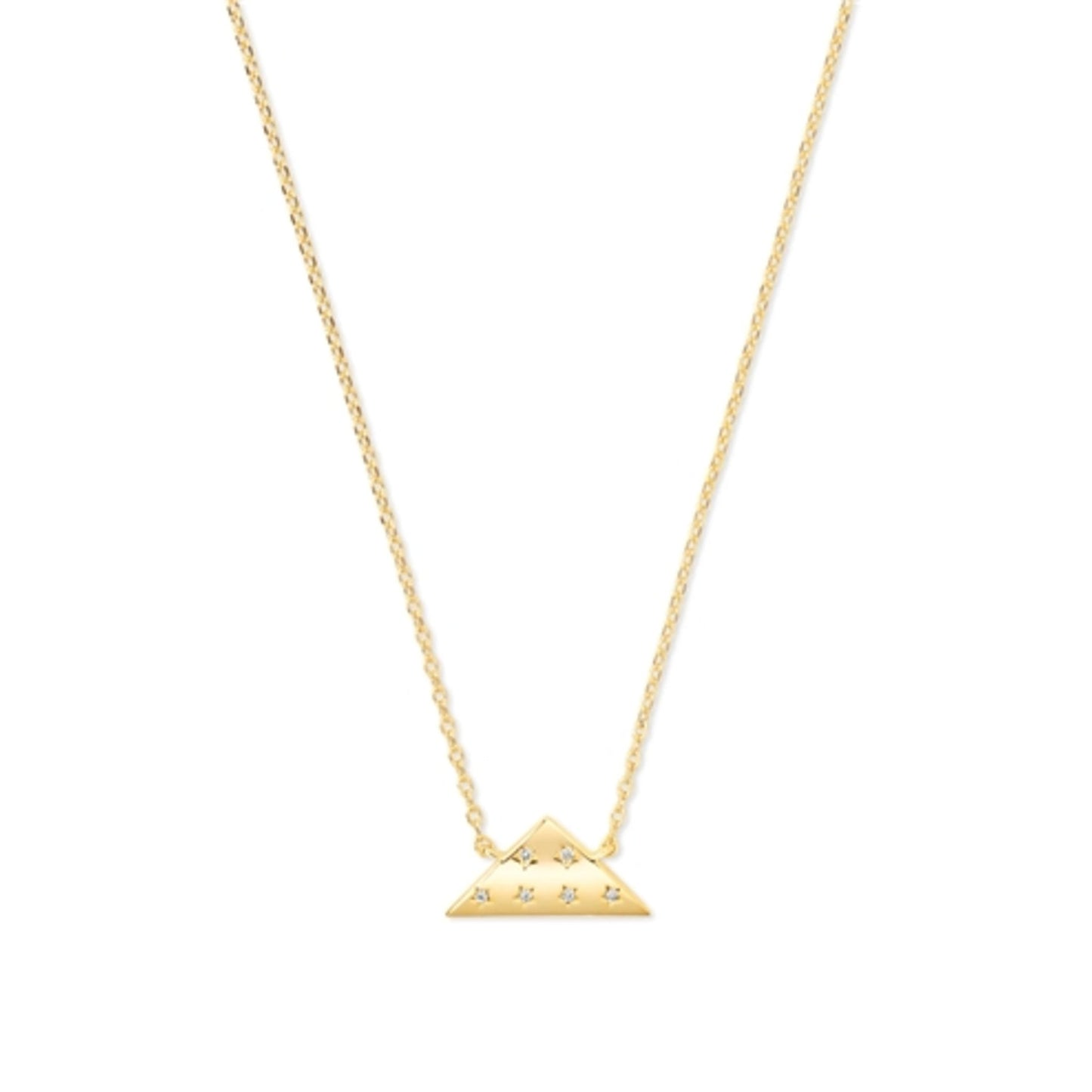 FOLDS OF HONOR PENDANT NECKLACE, GOLD WHITE CZ