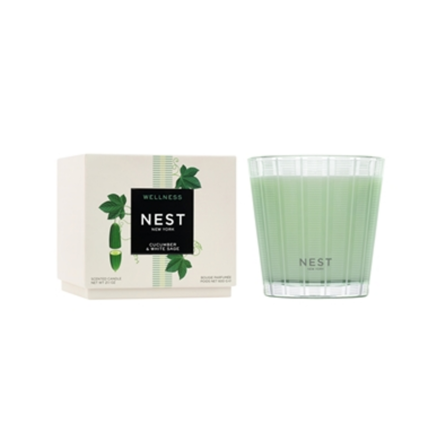 CUCUMBER & WHITE SAGE 3-WICK CANDLE, GREEN