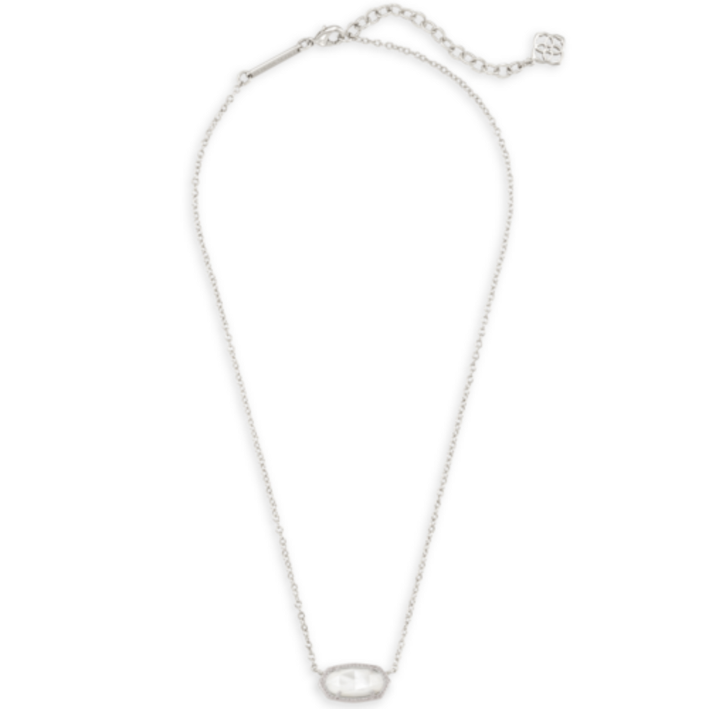 KENDRA SCOTT ELISA SILVER PENDANT NECKLACE IN IVORY MOTHER-OF-PEARL