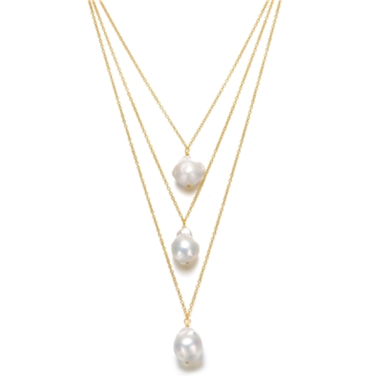 DELPHINE PEARL LAYERED NECKLACE, GOLD, 16"