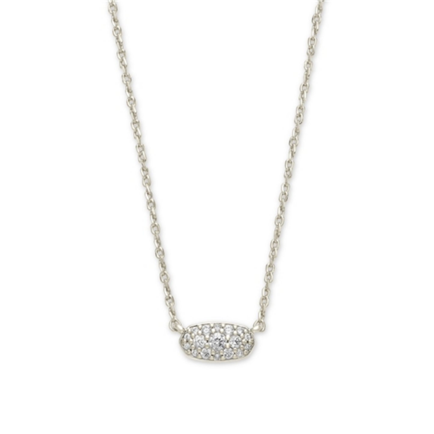GRAYSON CRYSTAL PENDANT, RHODIUM METAL WHITE CZ