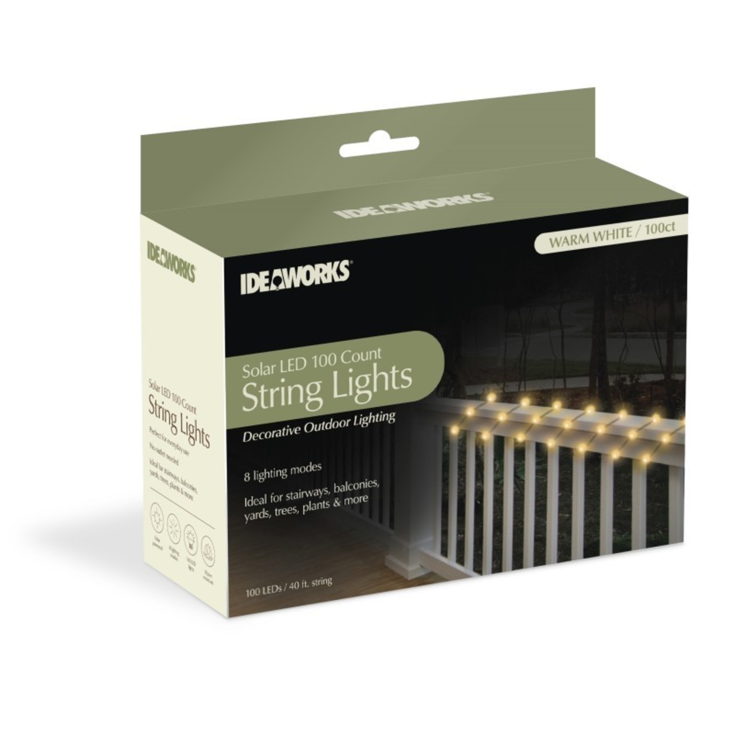 LED SOLAR STRING LIGHTS 100-COUNT – WARM WHITE