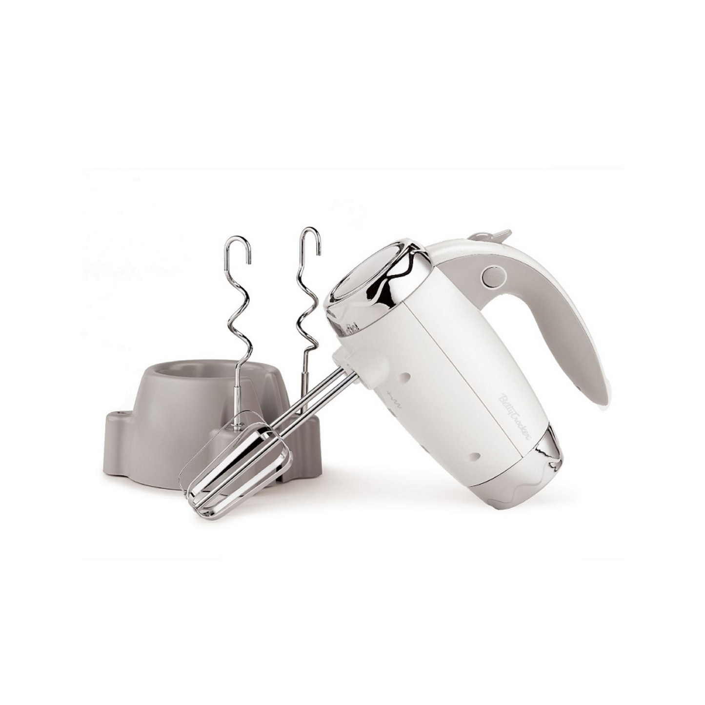 BETTY CROCKER HAND MIXER WITH STAND - WHITE