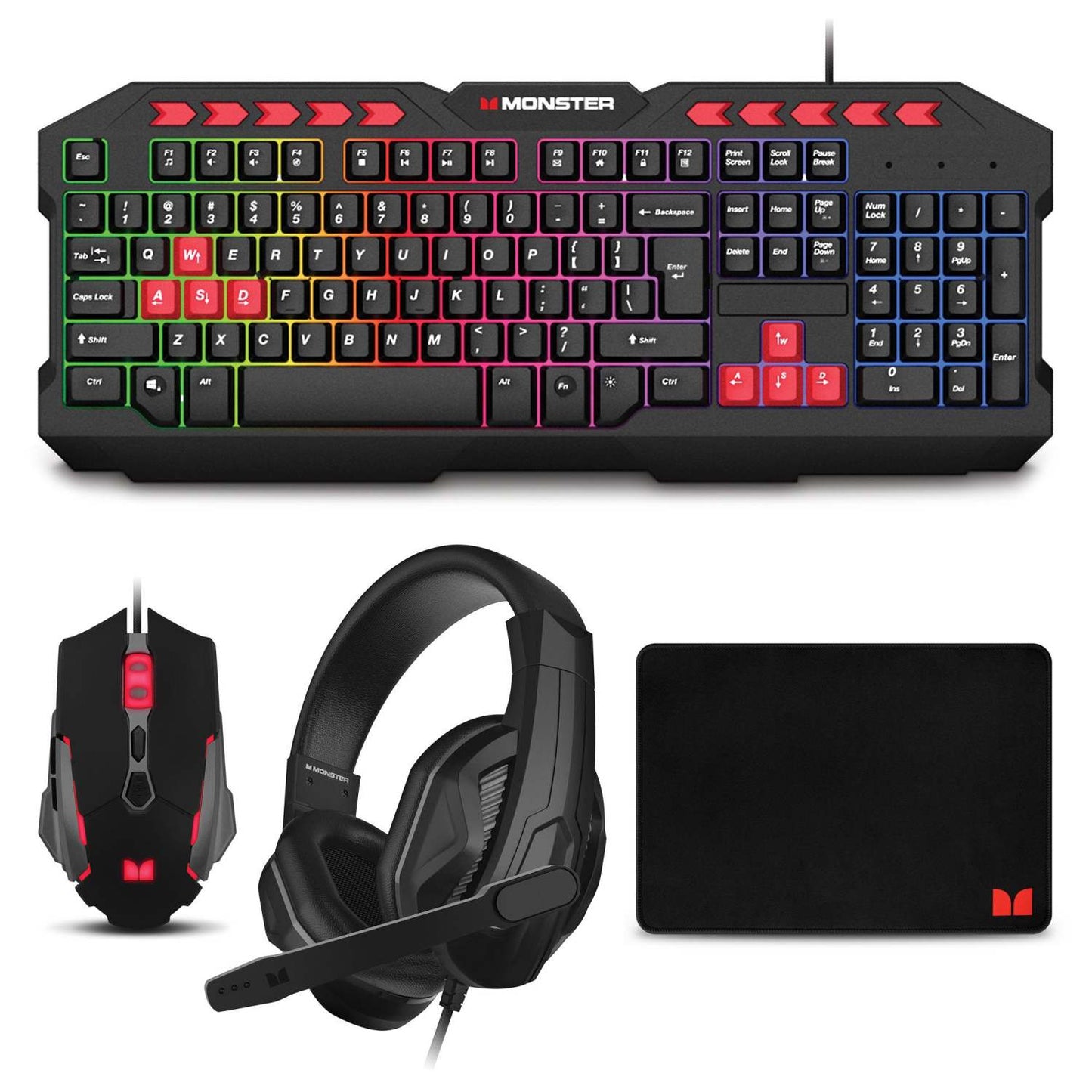 CAMPAIGN GAMING BUNDLE BLACK - KEYBOARD MOUSE HEADSET MOUSE PAD