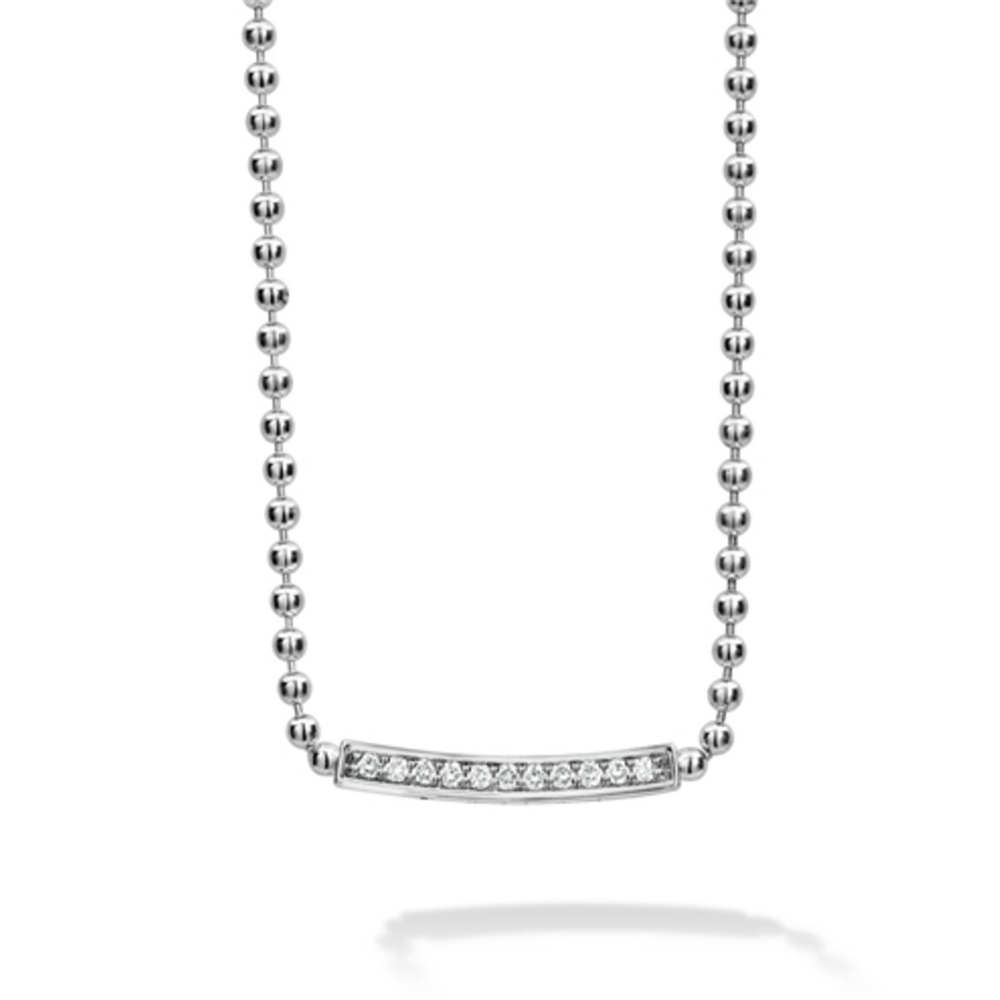 SMALL STATION DIAMOND BEADED NECKLACE, 18"